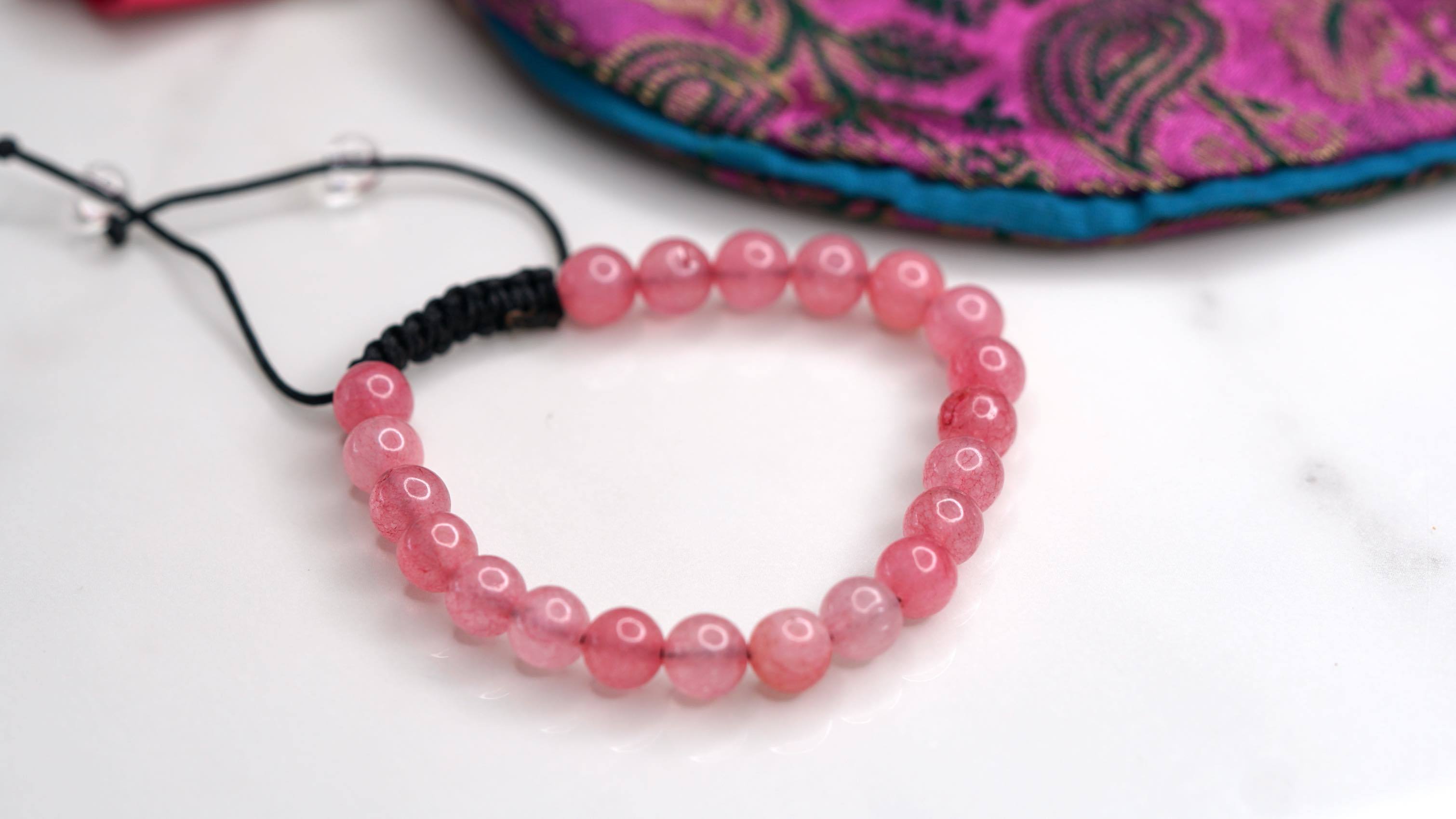 Pink Opal Natural Stone Bracelet | Handmade from Nepal - Lucky Thanka