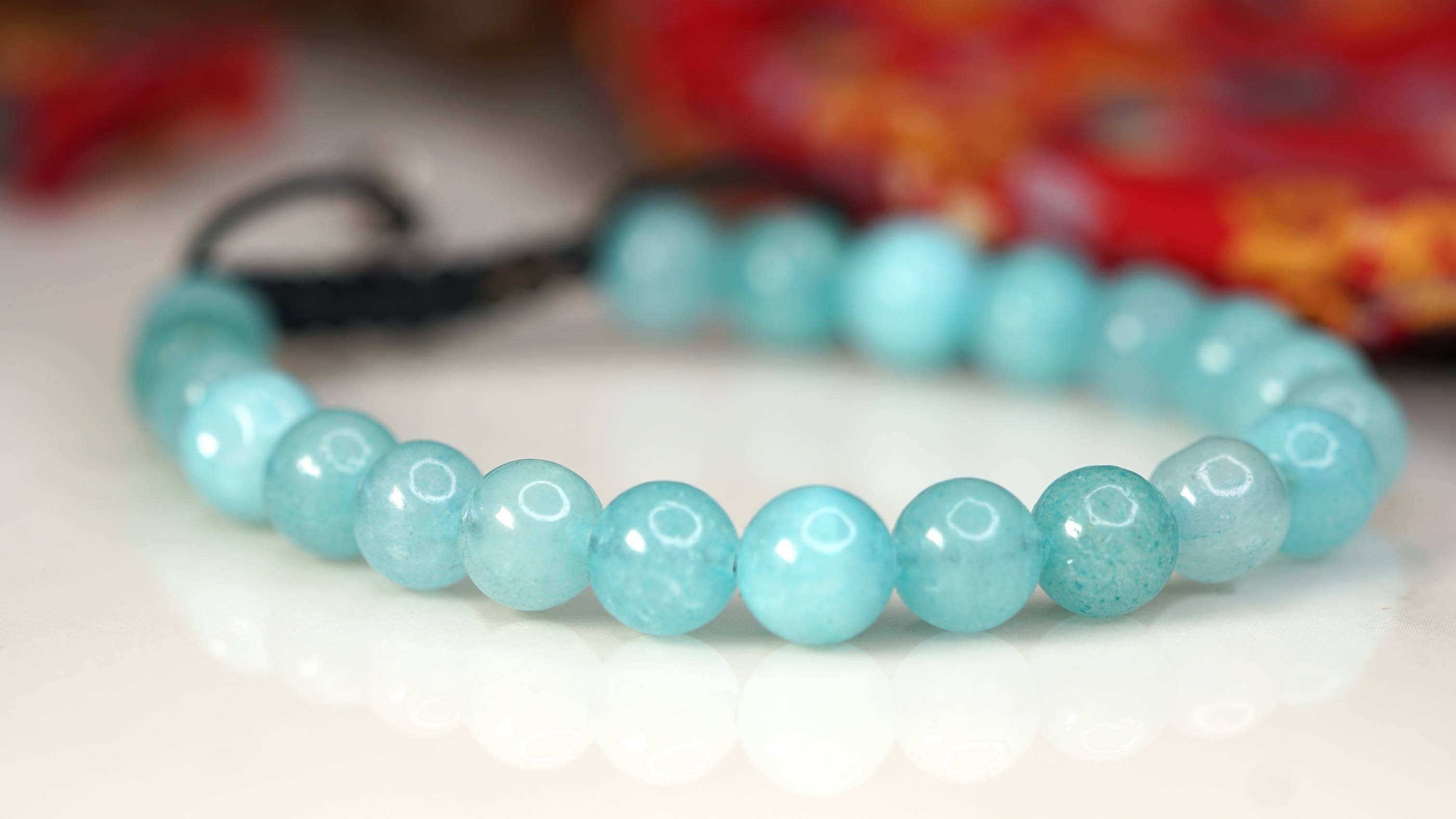 Blue Quartz Bracelet | Wrist Mala for Throat Chakra - Lucky Thanka
