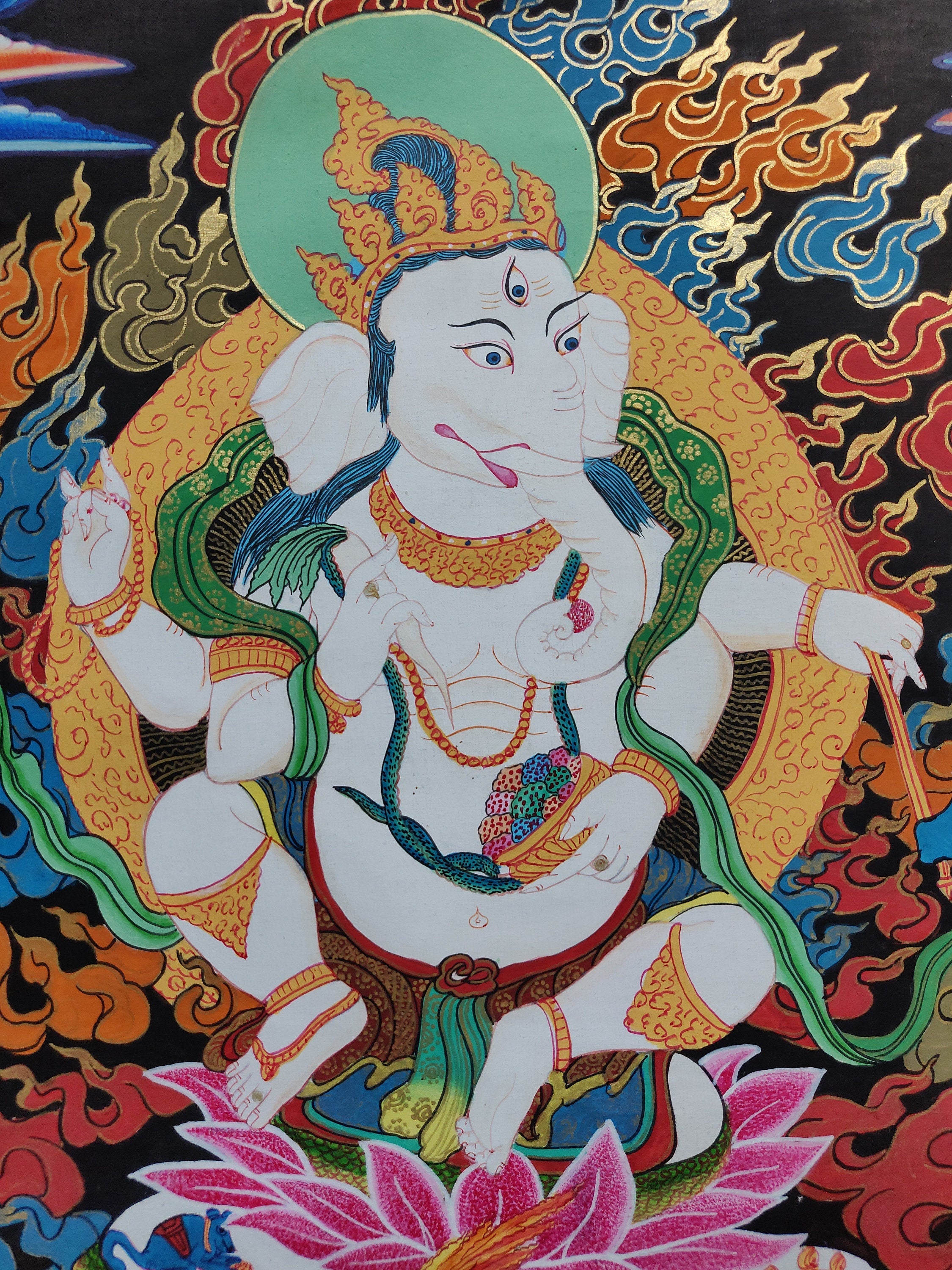 Shri Ganesh art with traditional framing - Lucky Thanka