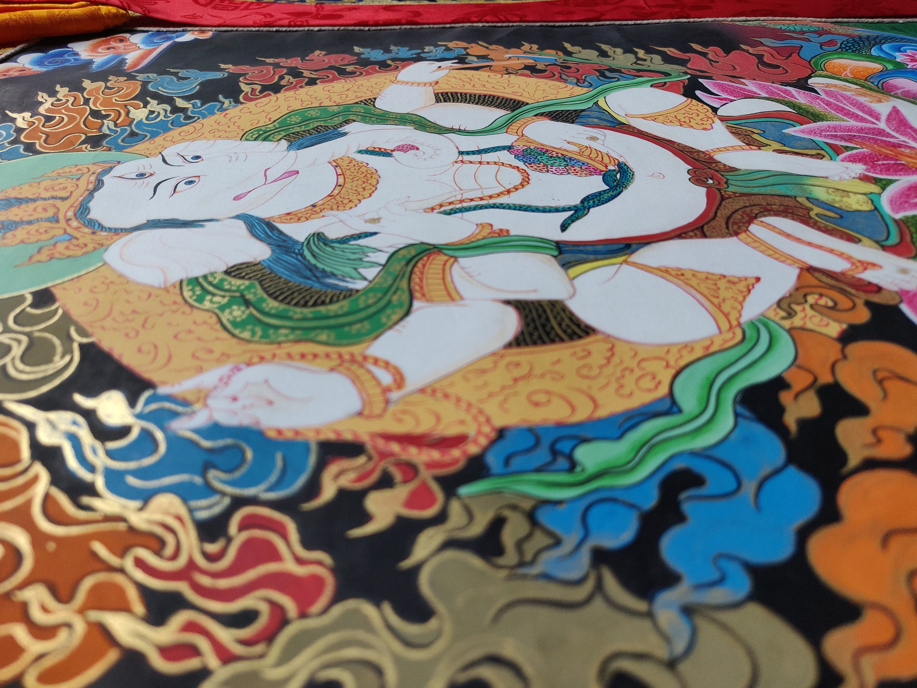 Shri Ganesh art with traditional framing - Lucky Thanka