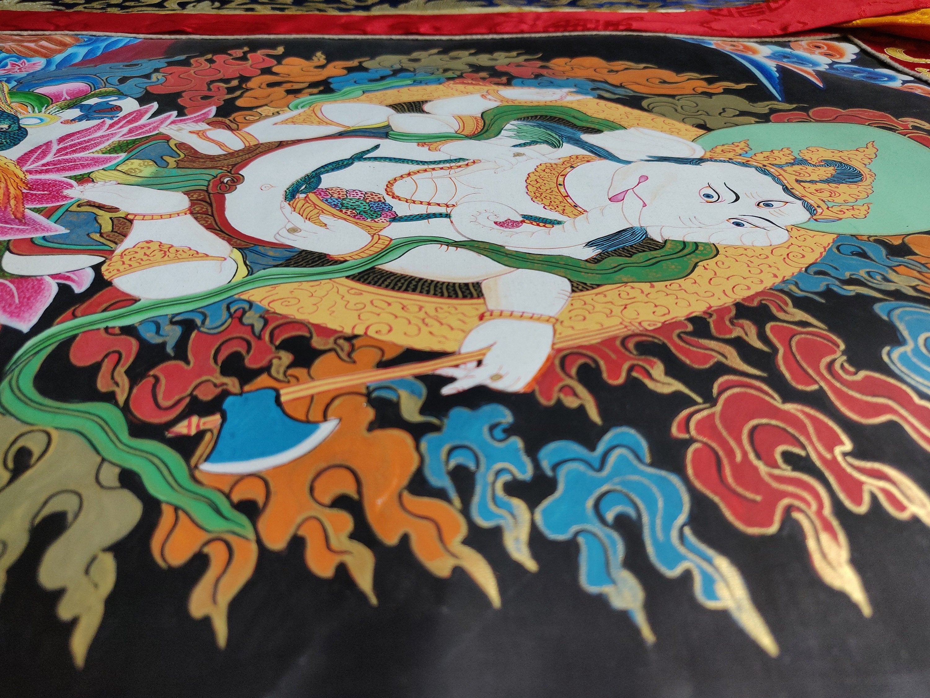 Shri Ganesh art with traditional framing - Lucky Thanka