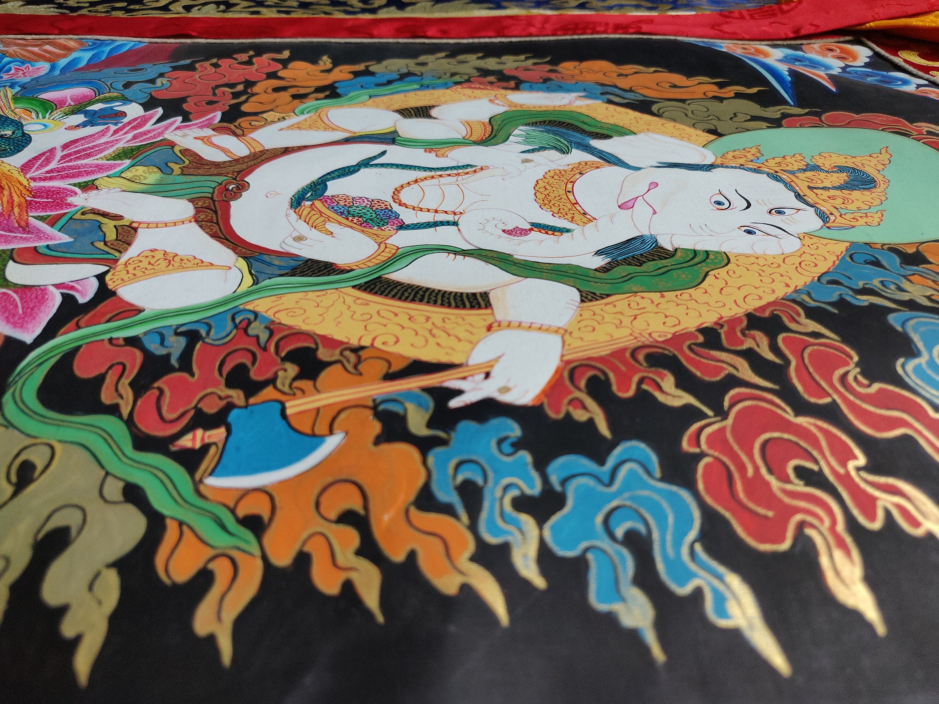 Shri Ganesh art with traditional framing - Lucky Thanka