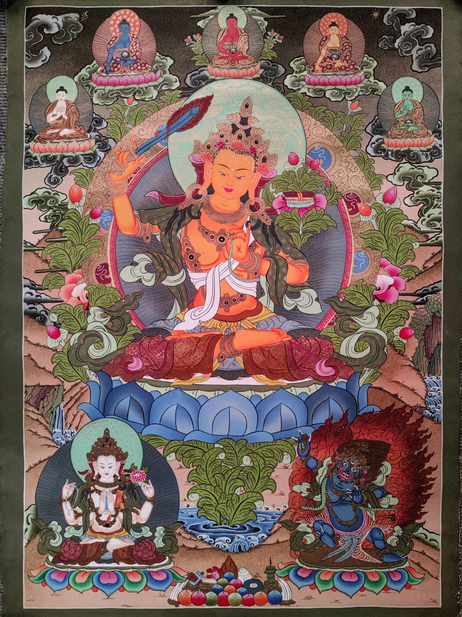 Manjushri Hand Painting - Lucky Thanka