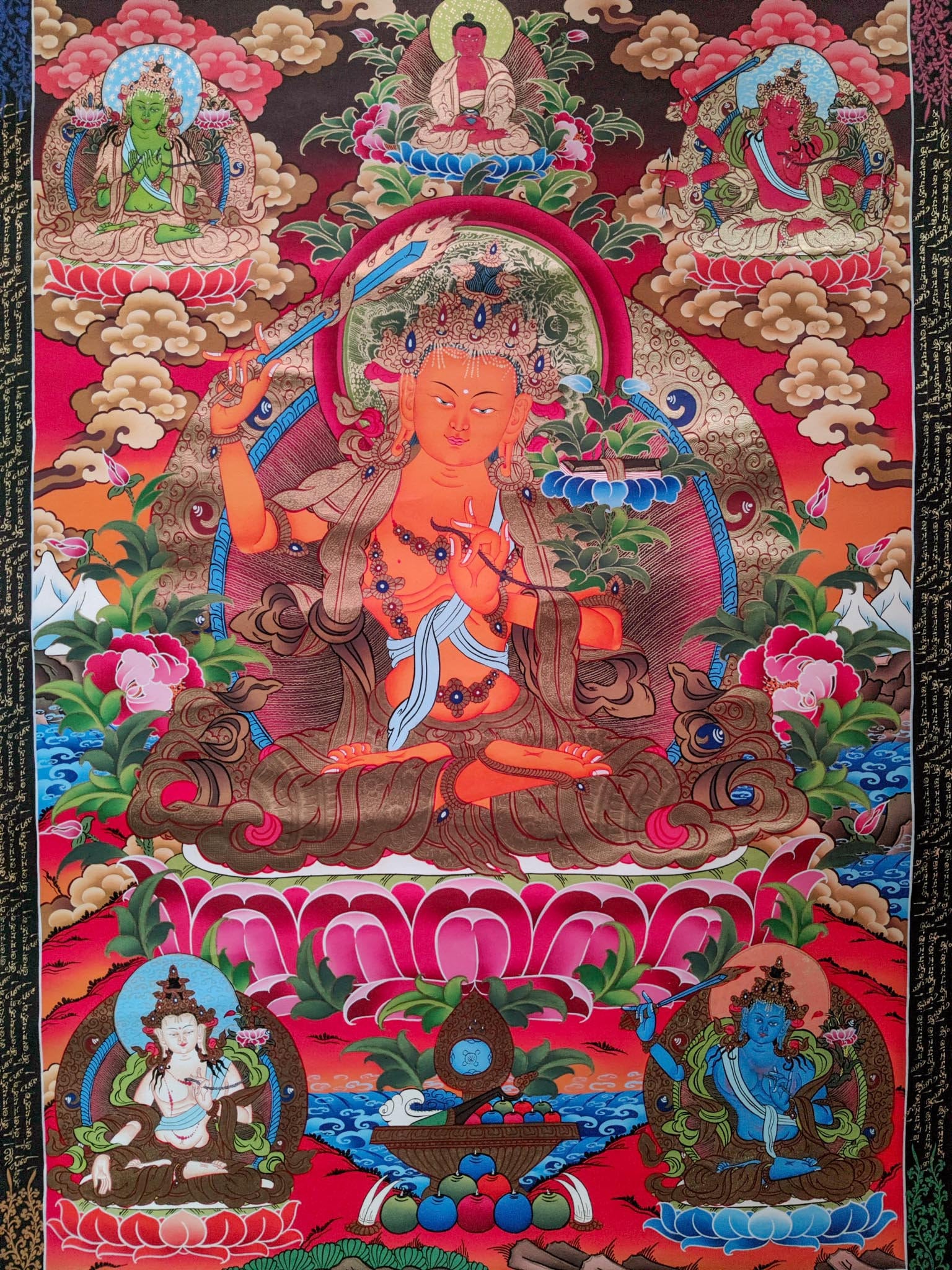5 Manjushri Thangka Paintings - Lucky Thanka