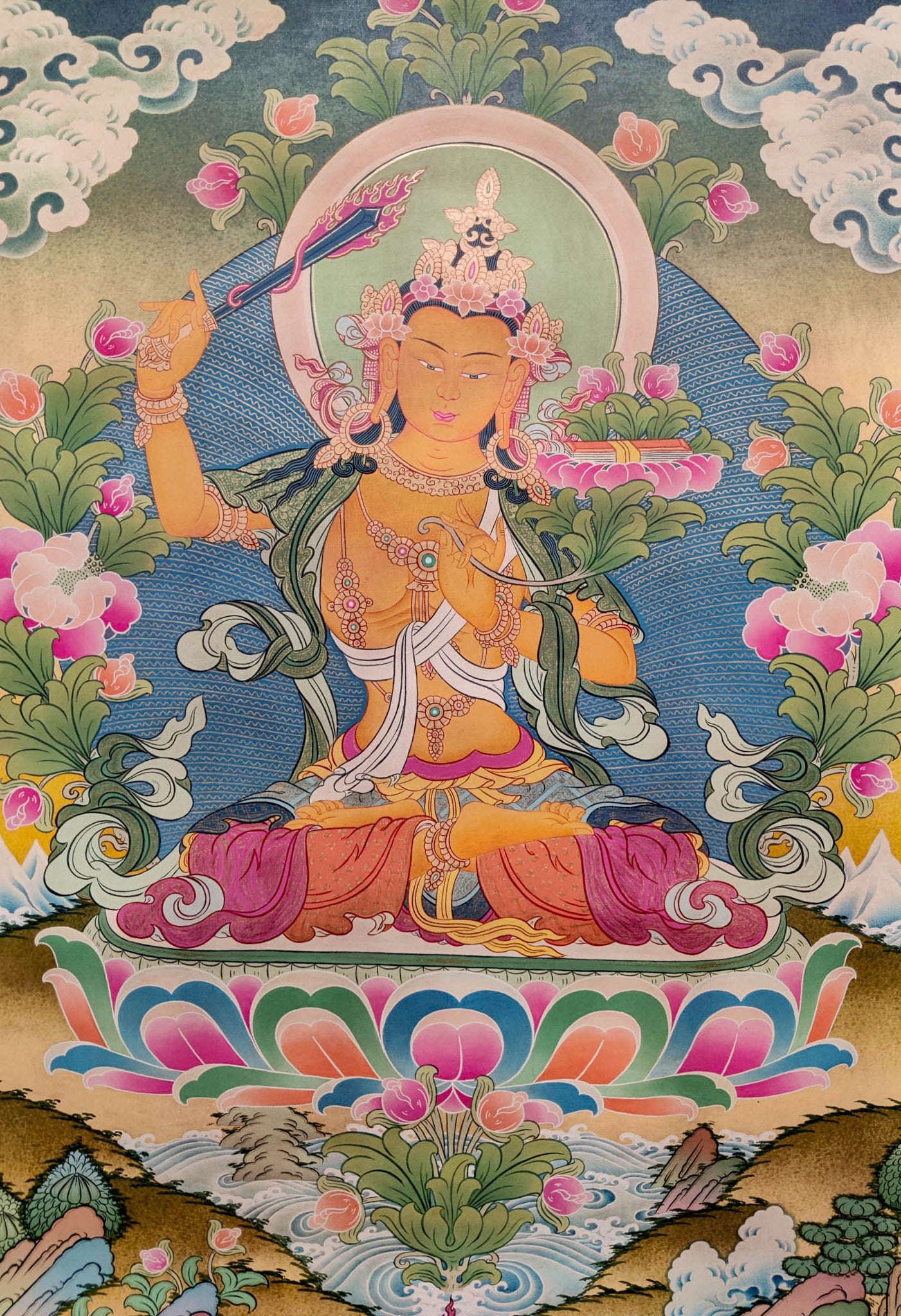 Manjushri with Bodhicitta - Lucky Thanka
