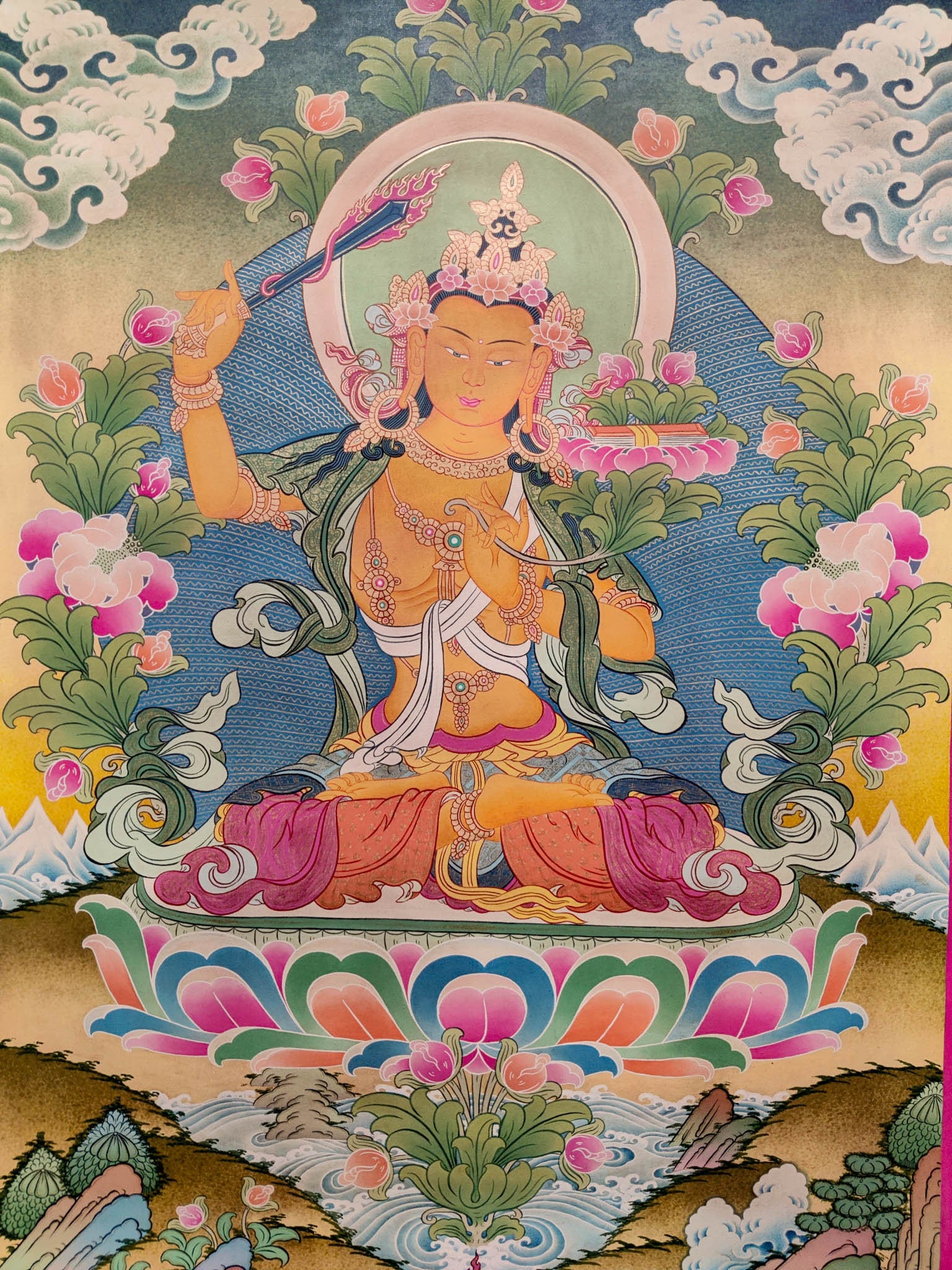 Manjushri with Bodhicitta - Lucky Thanka