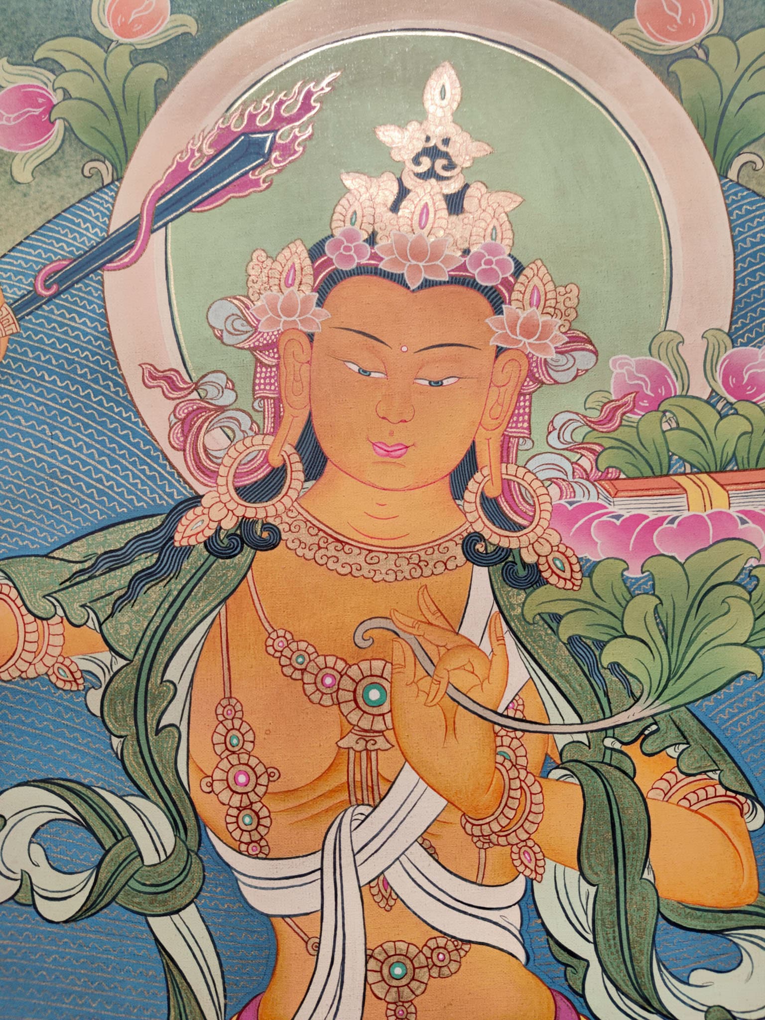 Manjushri with Bodhicitta - Lucky Thanka