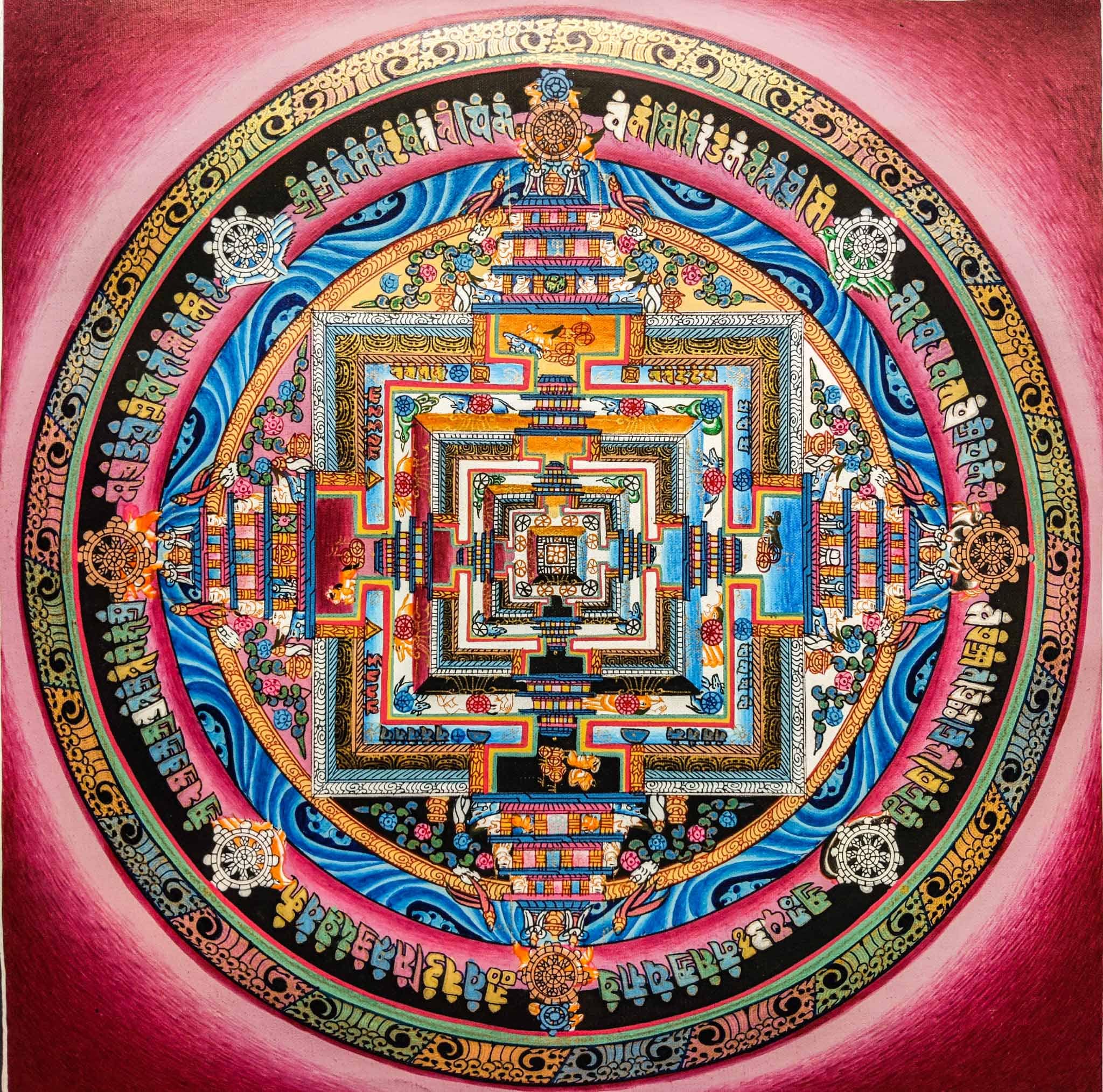 Red Kalchakra Mandala - Lucky Thanka