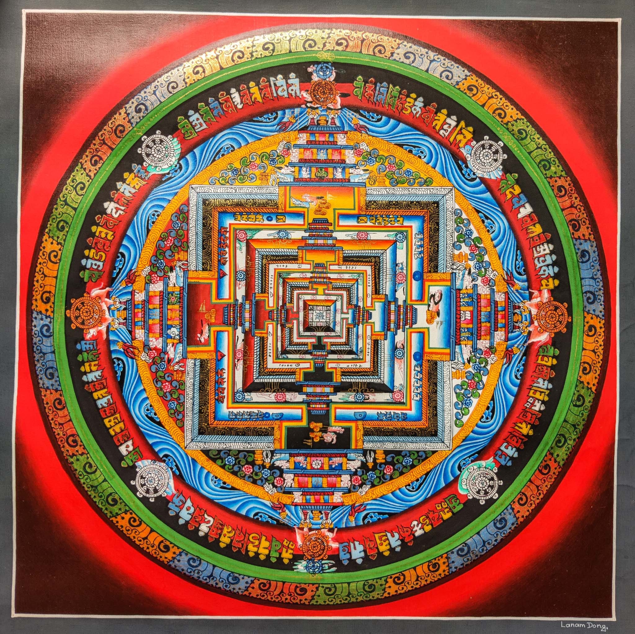 Dalai Lama Design of Kalachakra Mandala - Lucky Thanka