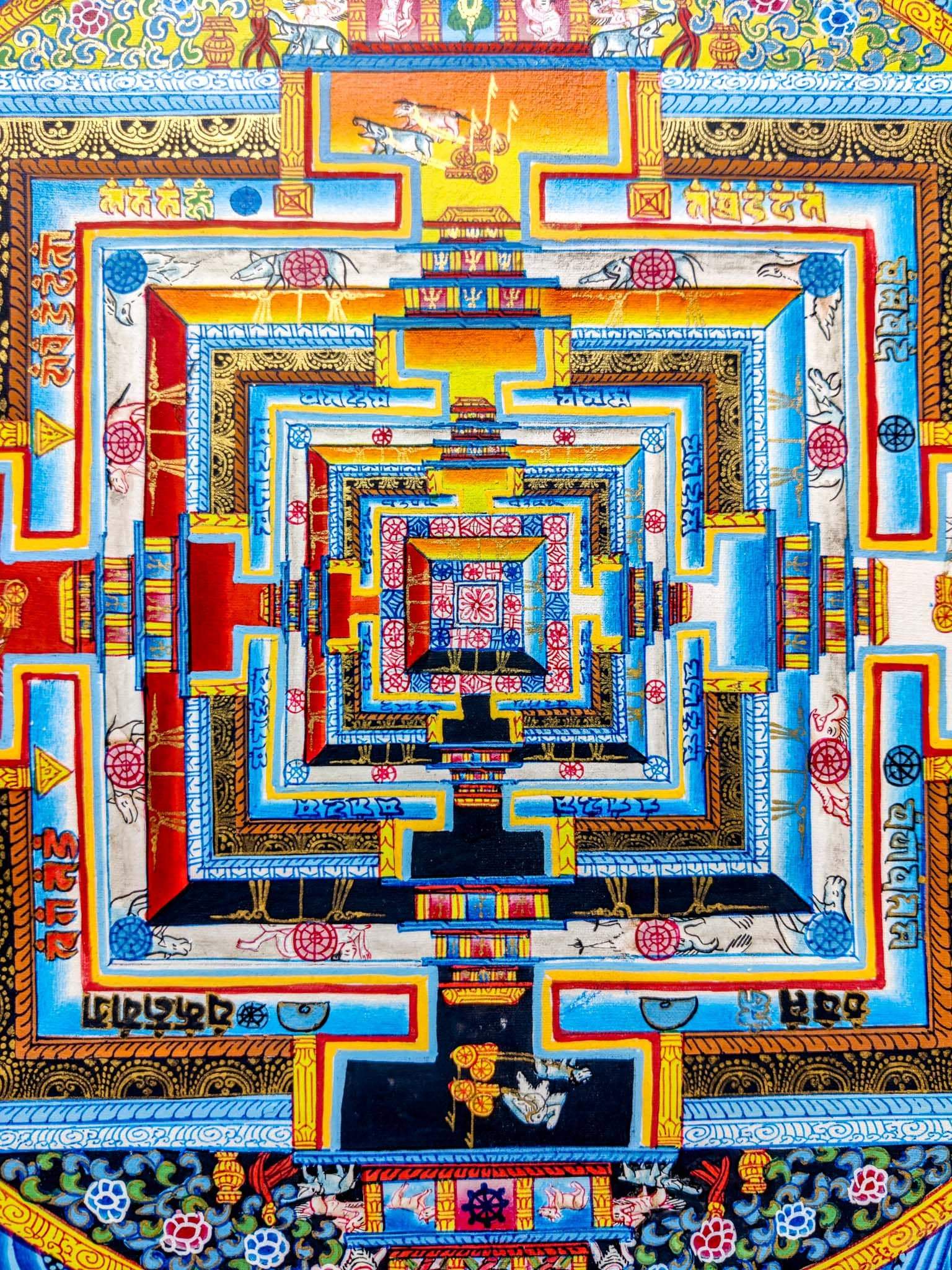 Red Kalchakra Mandala - Lucky Thanka