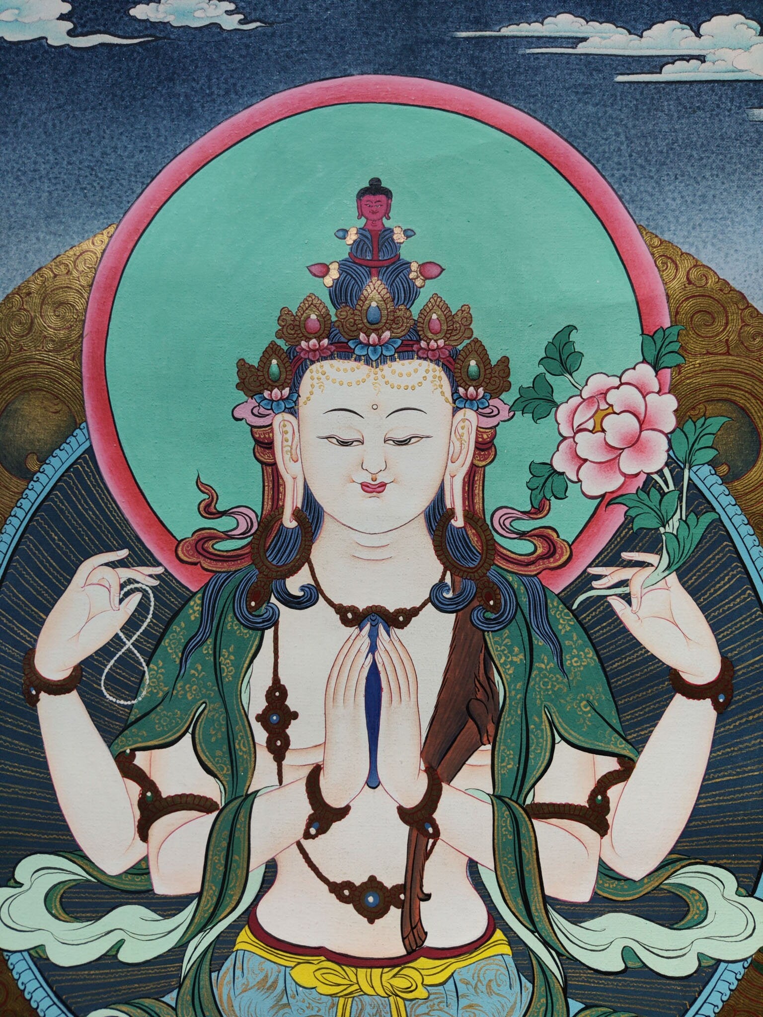 4 arm Avalokiteshvara Paintings - Lucky Thanka