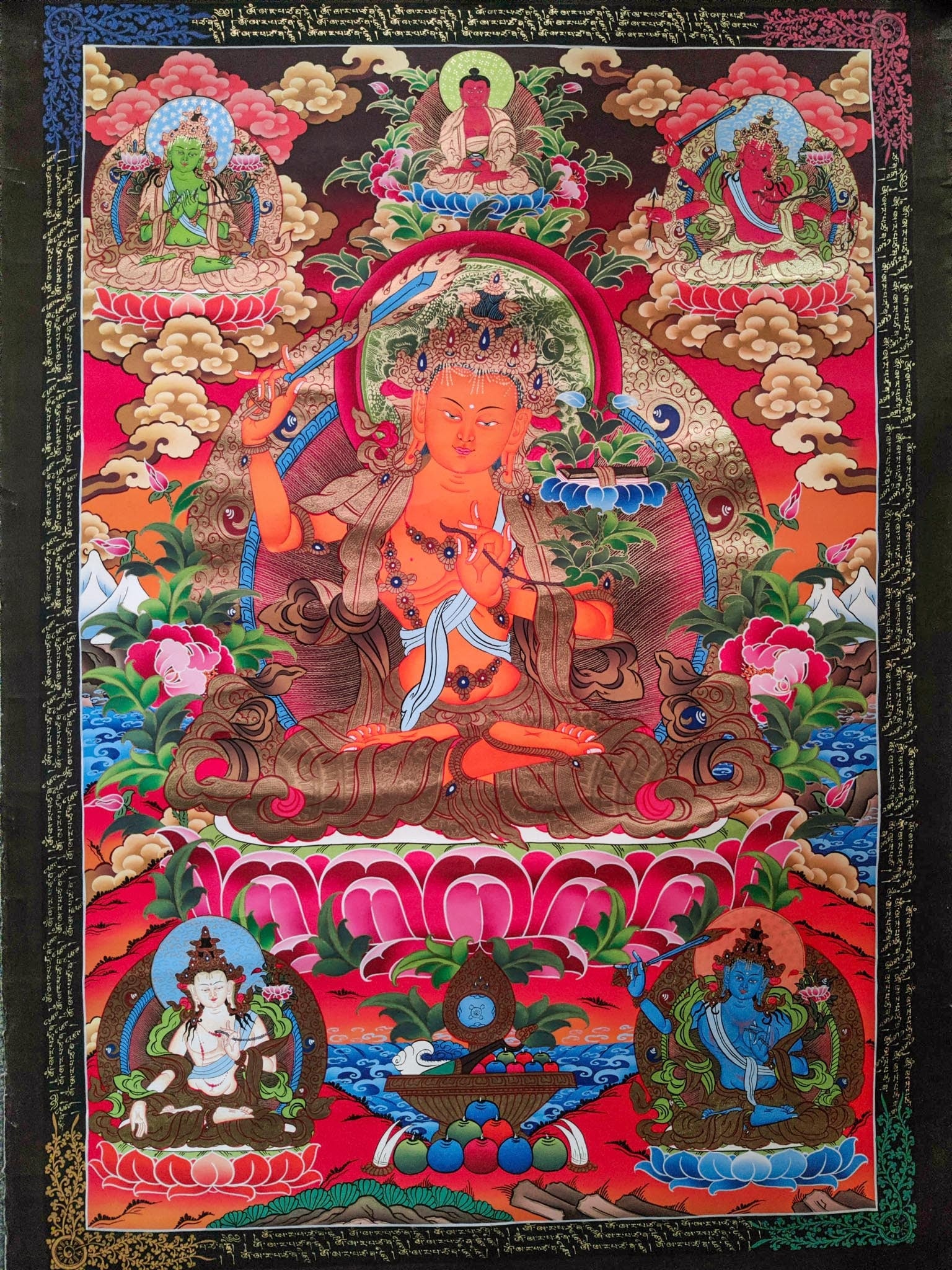 5 Manjushri Thangka Paintings - Lucky Thanka