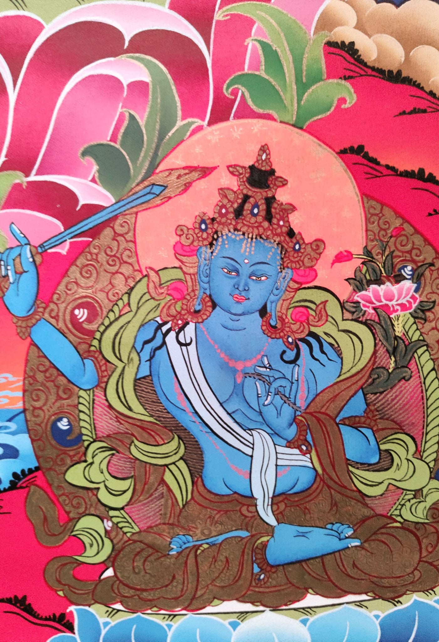 5 Manjushri Thangka Paintings - Lucky Thanka
