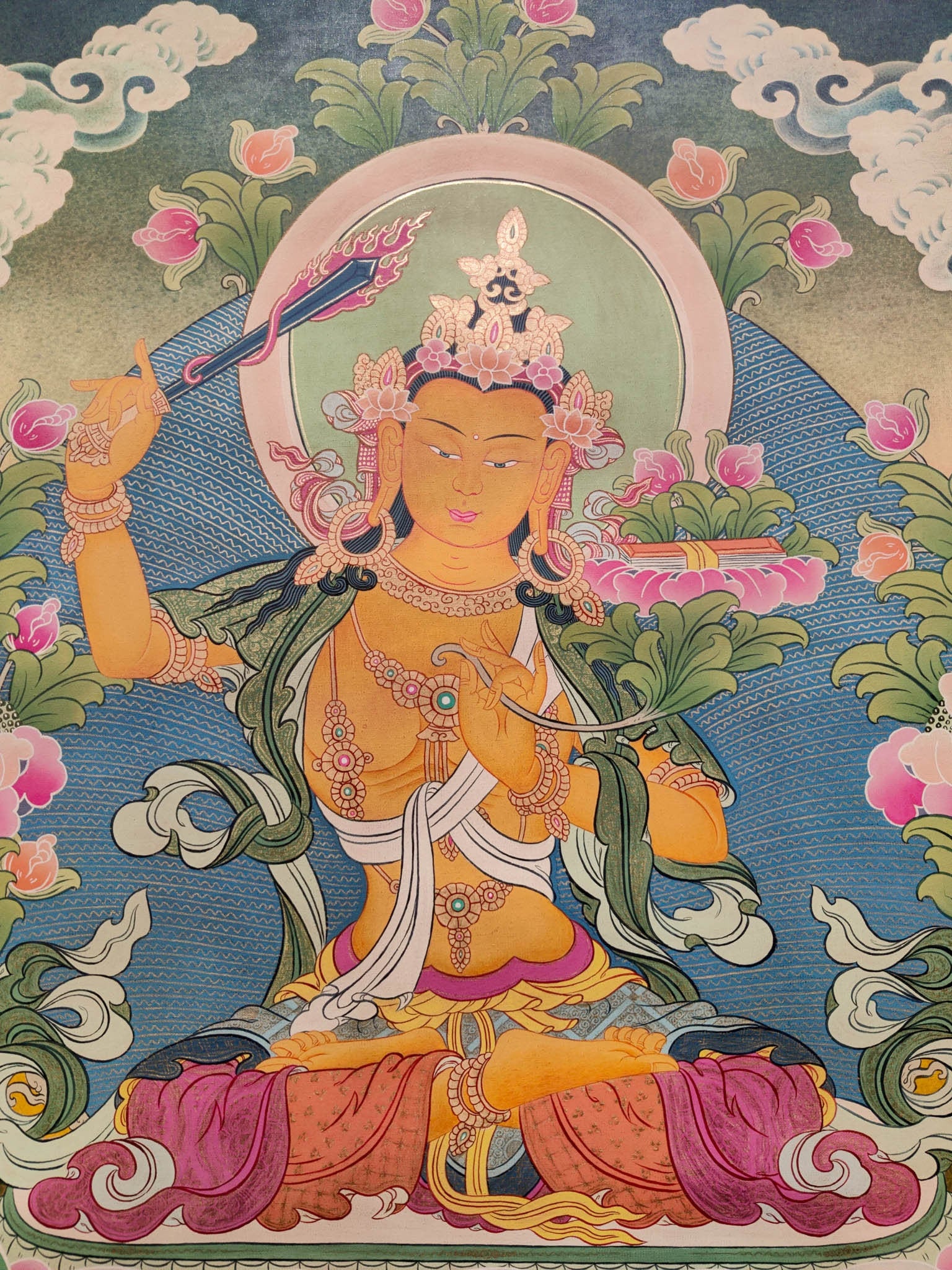 Manjushri with Bodhicitta - Lucky Thanka