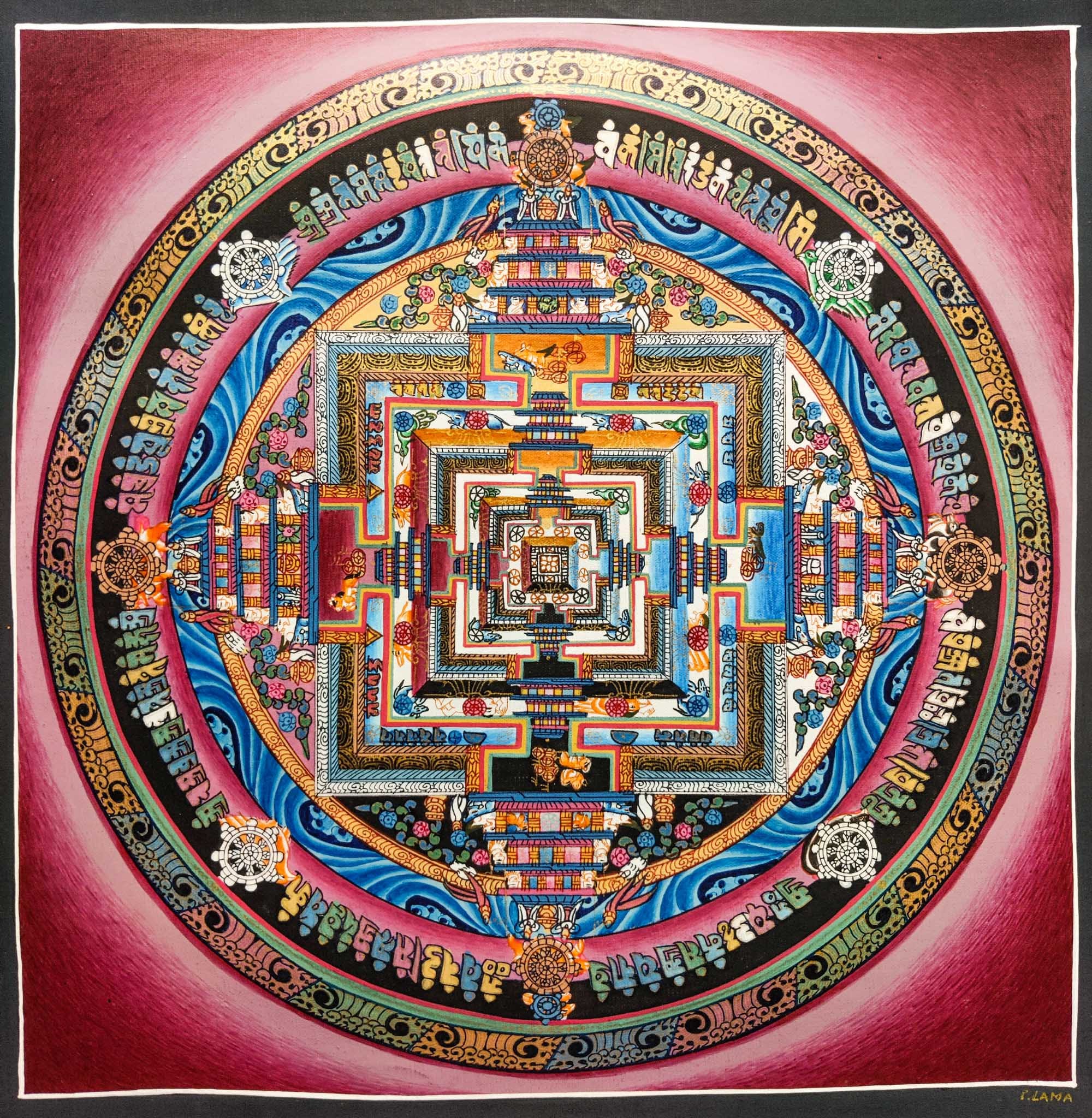Red Kalchakra Mandala - Lucky Thanka