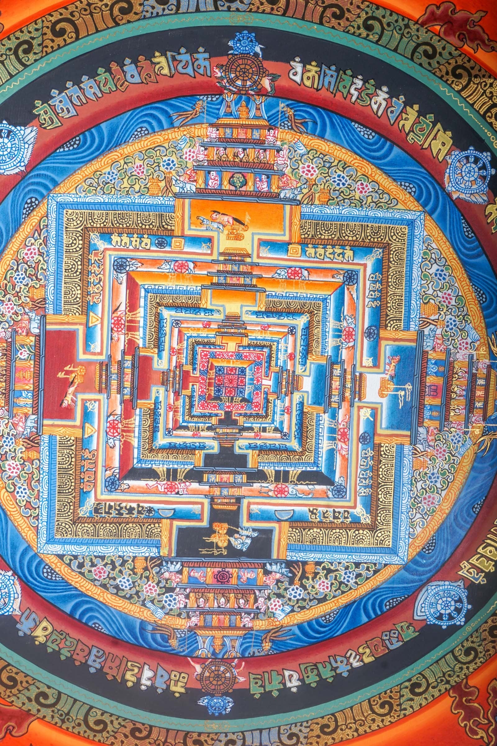 Kalchakra Mandala Hand Painting - Lucky Thanka