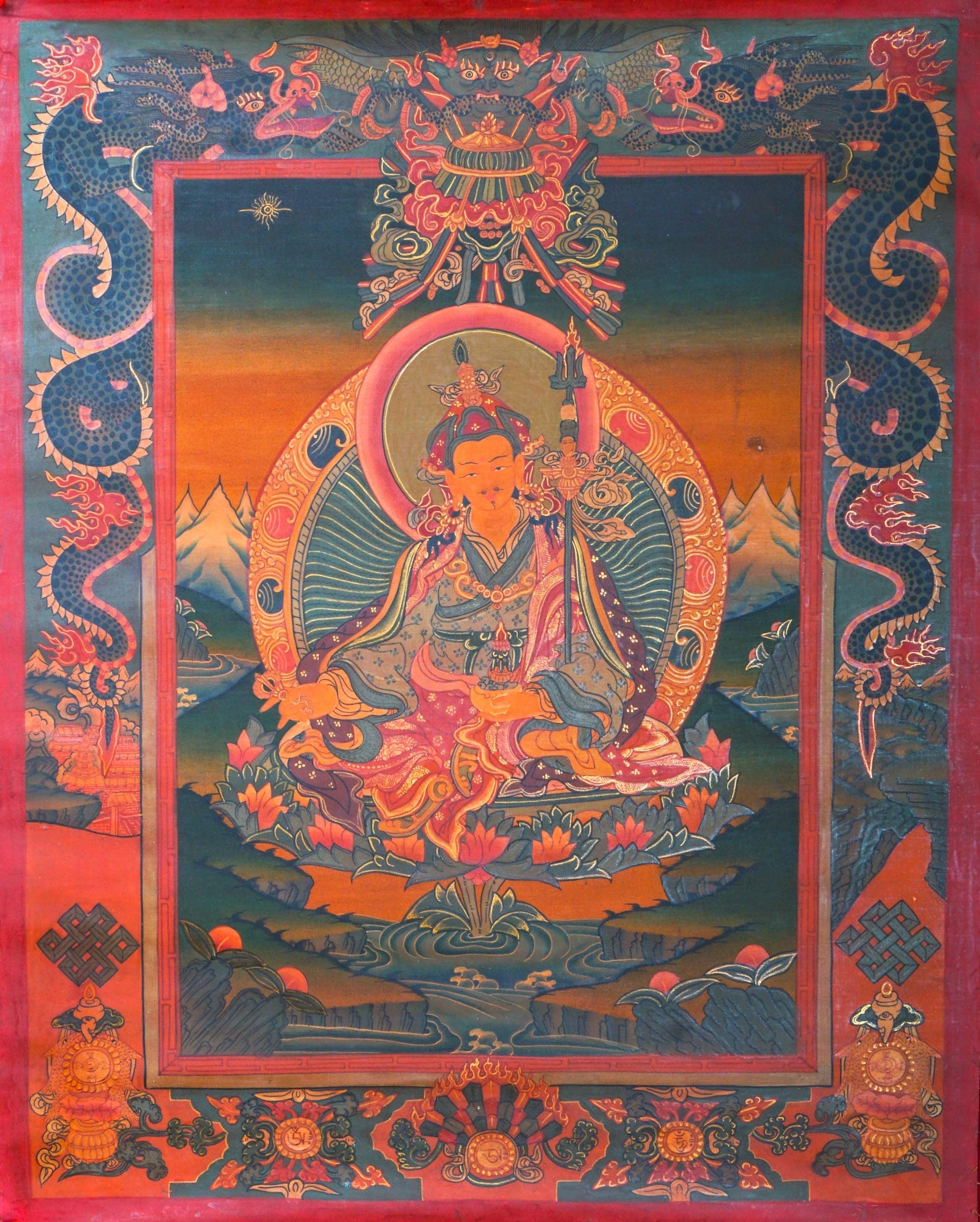 Guru Rinpoche Tibetan Thangka - Lucky Thanka