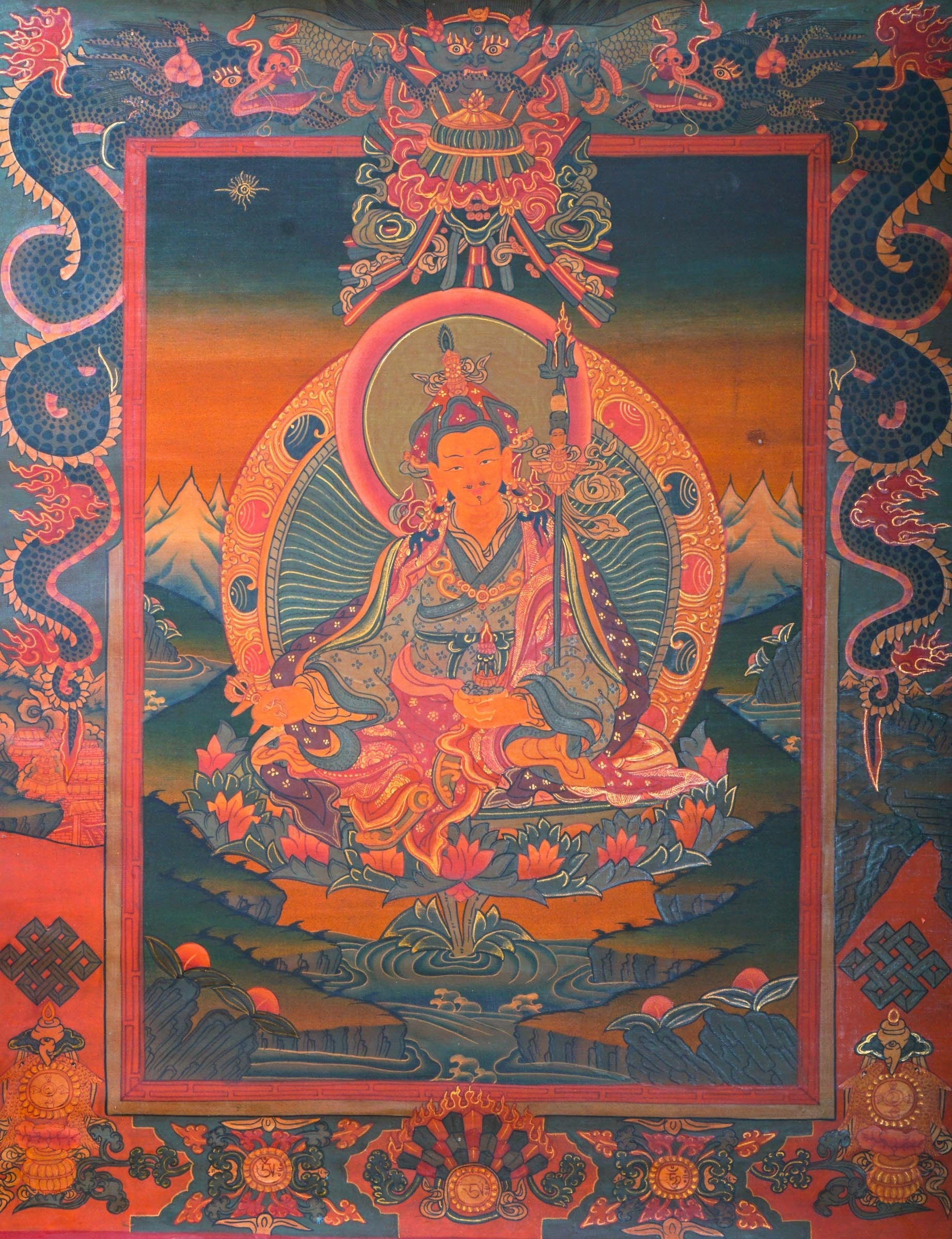 Guru Rinpoche Tibetan Thangka - Lucky Thanka