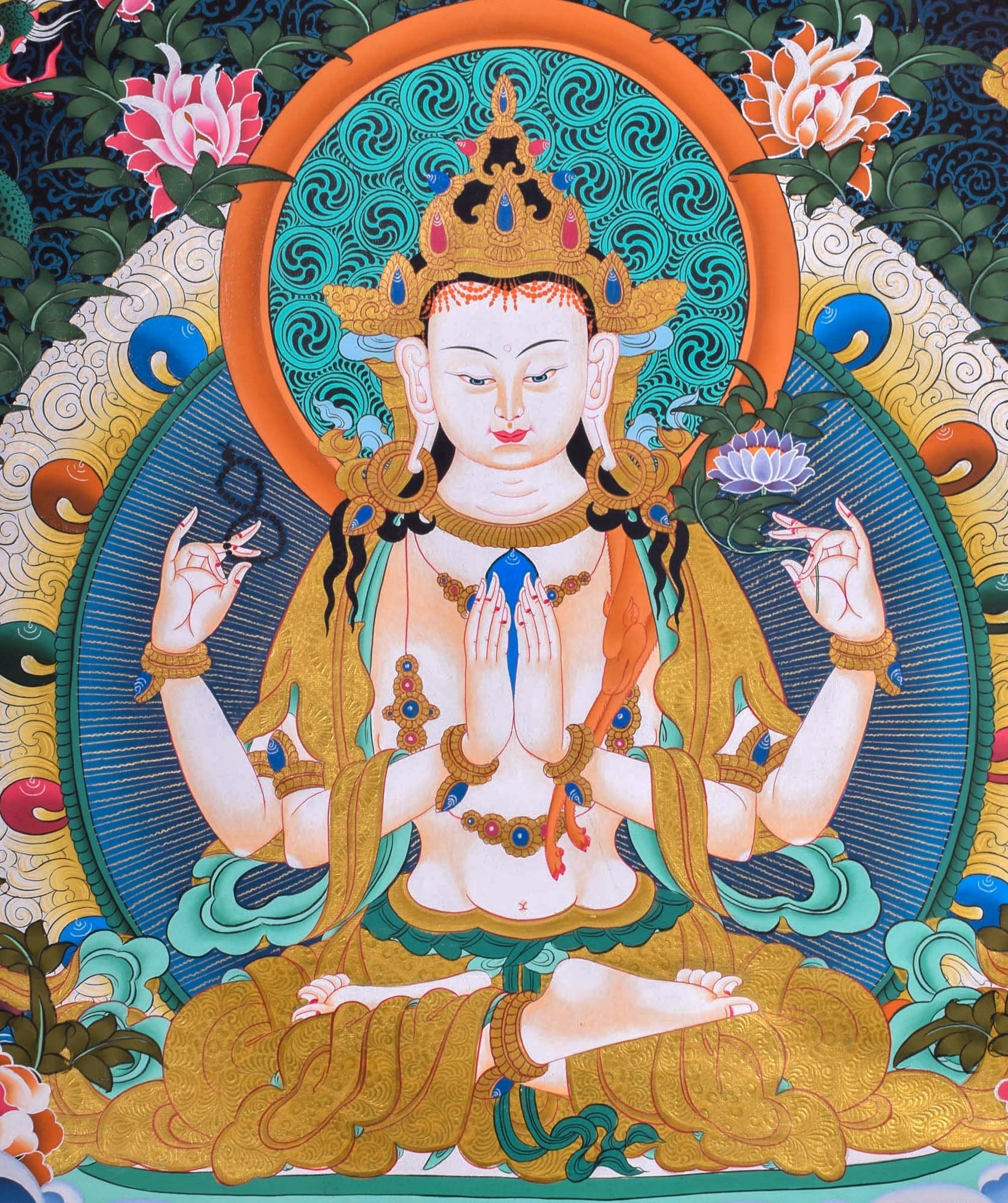 Beautiful Chenrezig thangka - Lucky Thanka