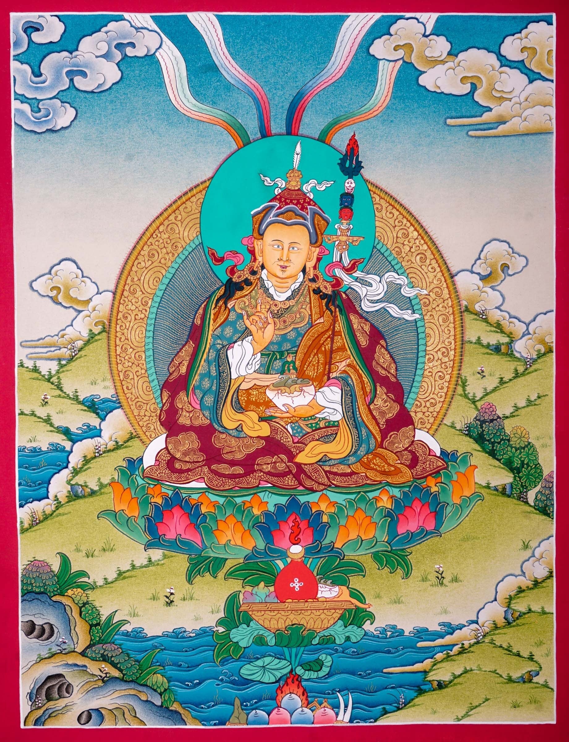 Guru Rinpoche | Master Padmasambhava Thangka Painting - Lucky Thanka