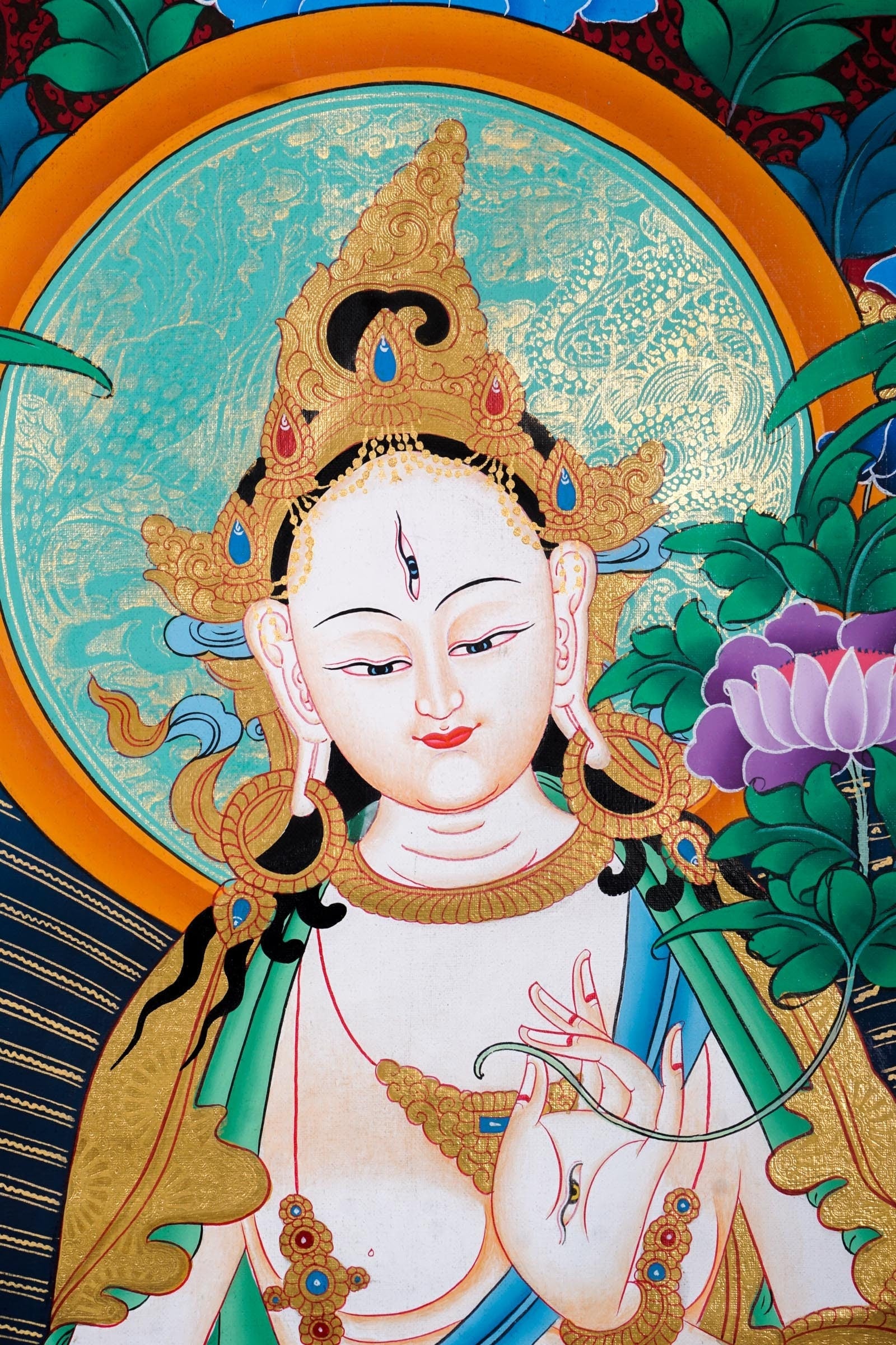 White Tara Thangka Painting - Lucky Thanka
