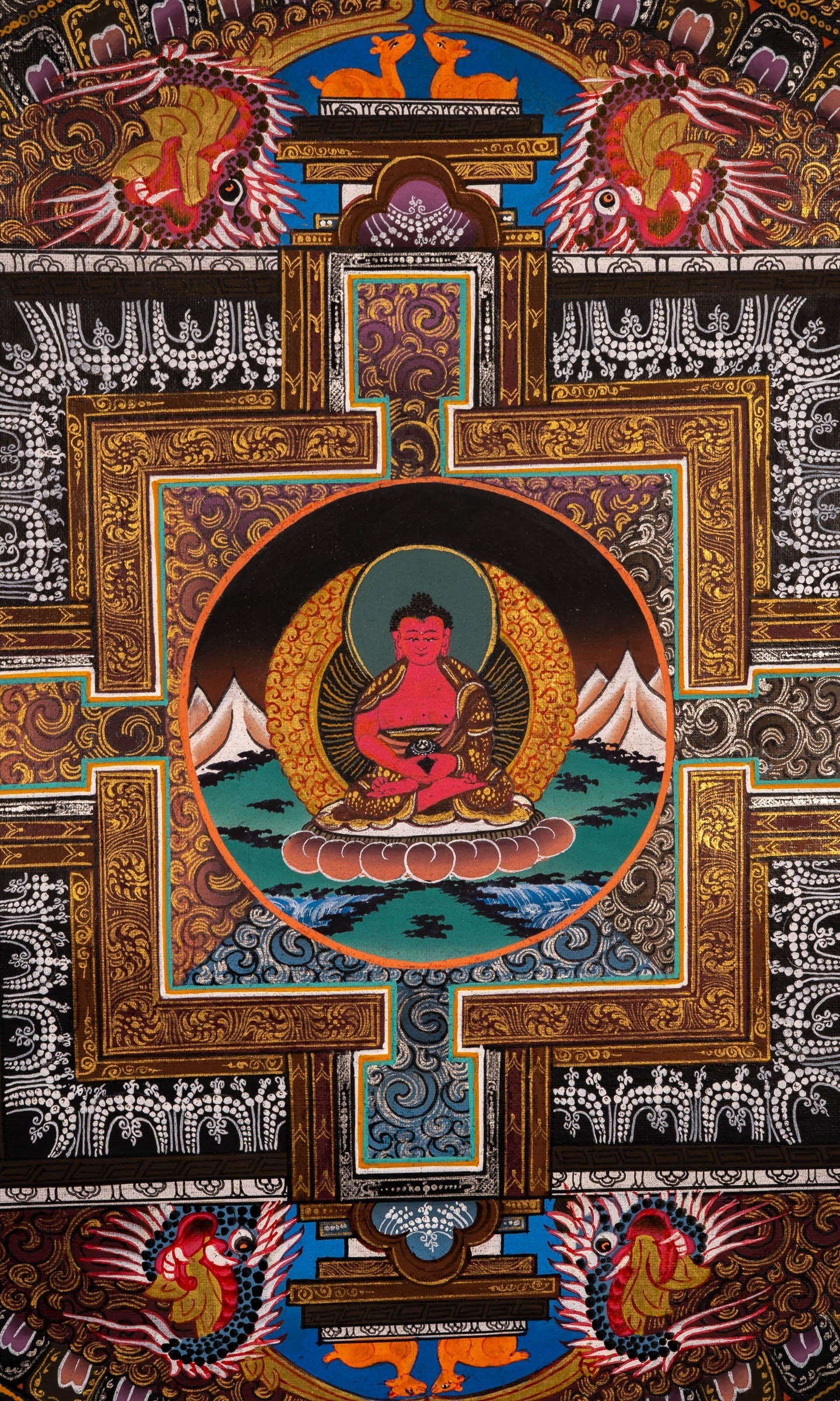 Amitabha Buddha Thangka Painting from Nepal - Lucky Thanka