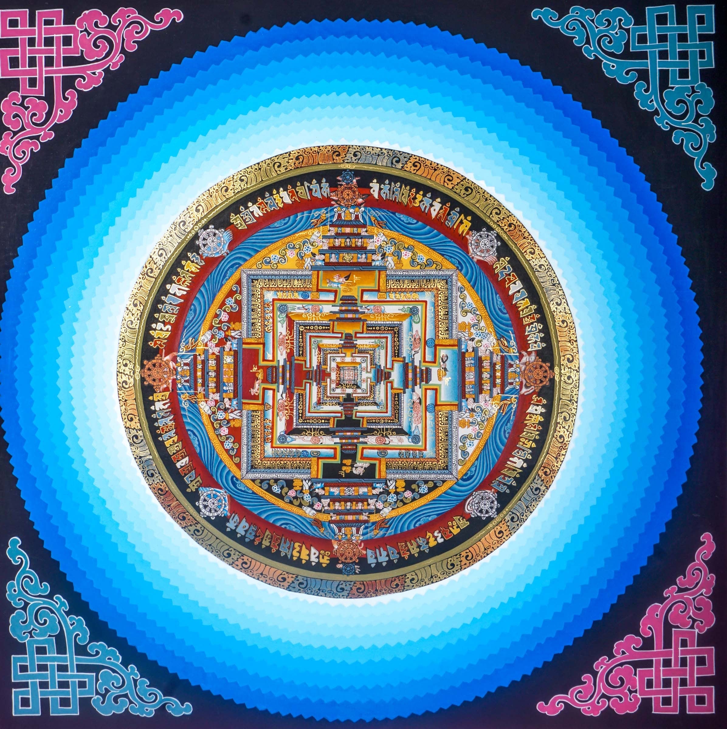 Lotus Kalchakra Mandala Thanka Painting - Lucky Thanka