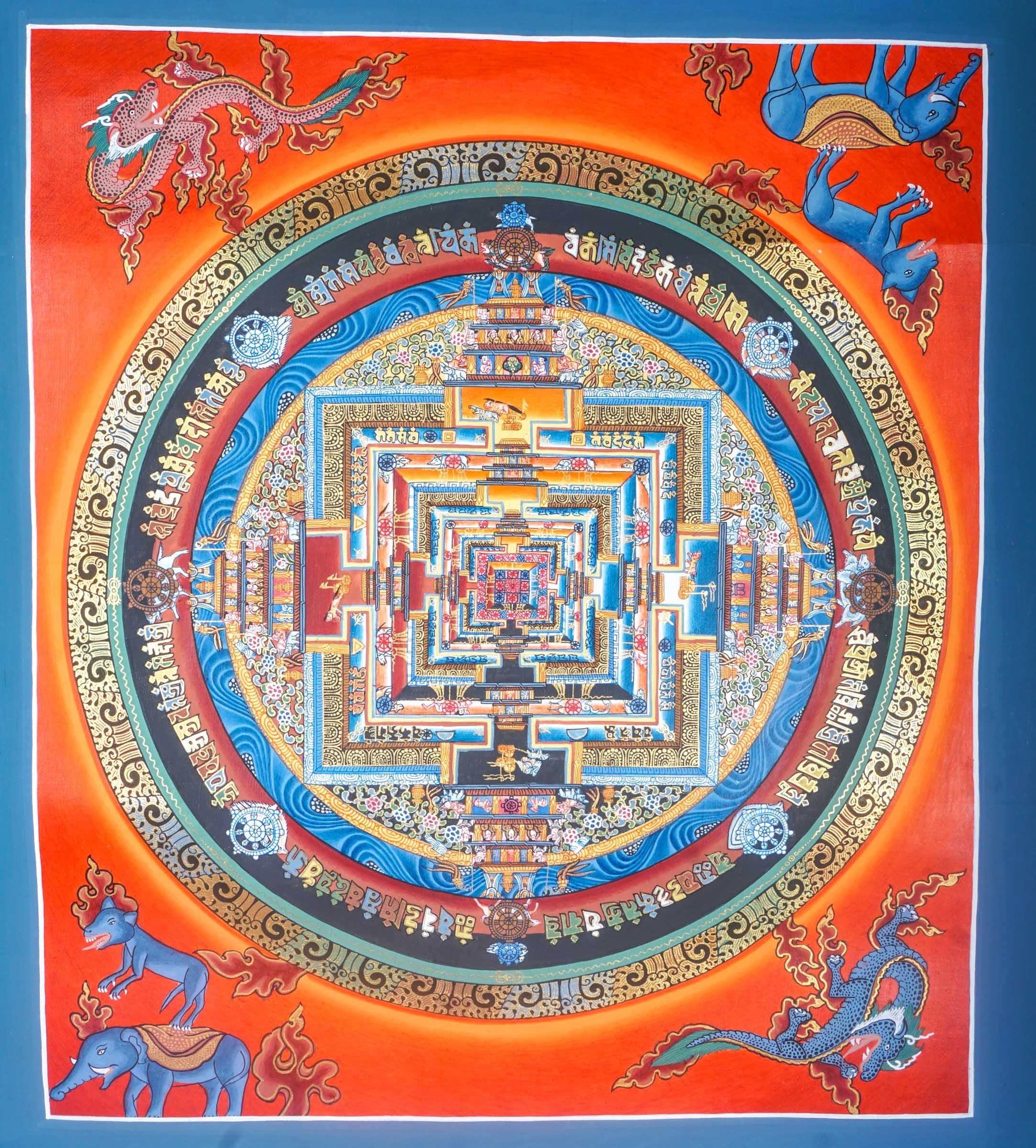 Kalchakra Mandala Hand Painting - Lucky Thanka