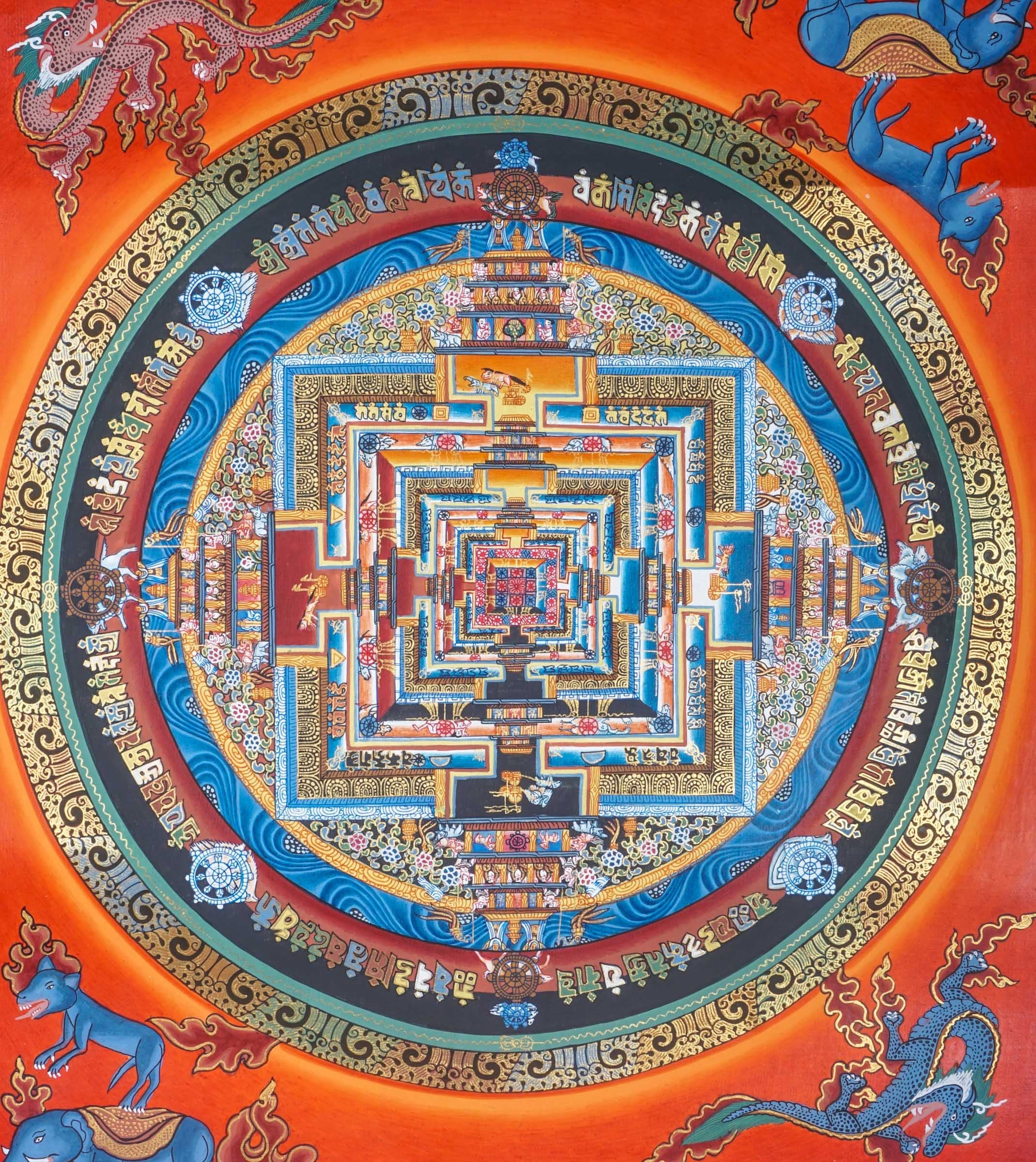 Kalchakra Mandala Hand Painting - Lucky Thanka