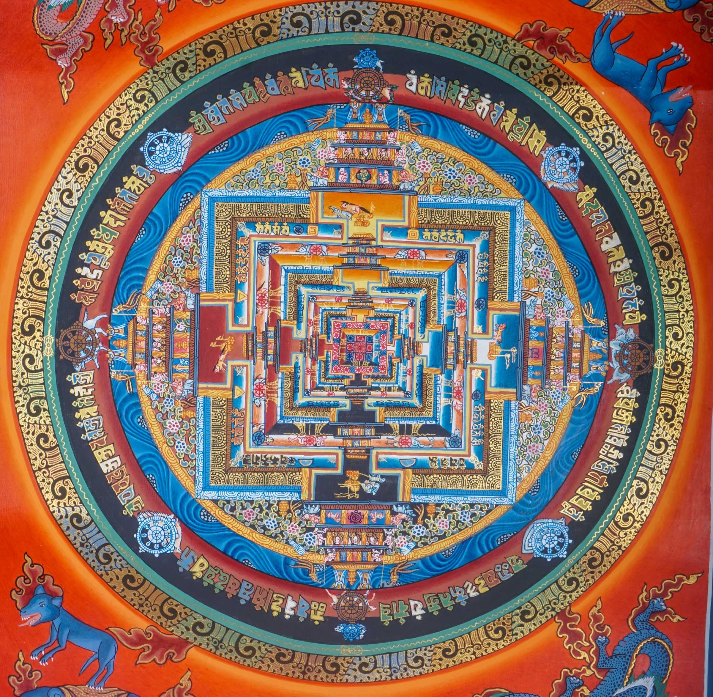 Kalchakra Mandala Hand Painting - Lucky Thanka