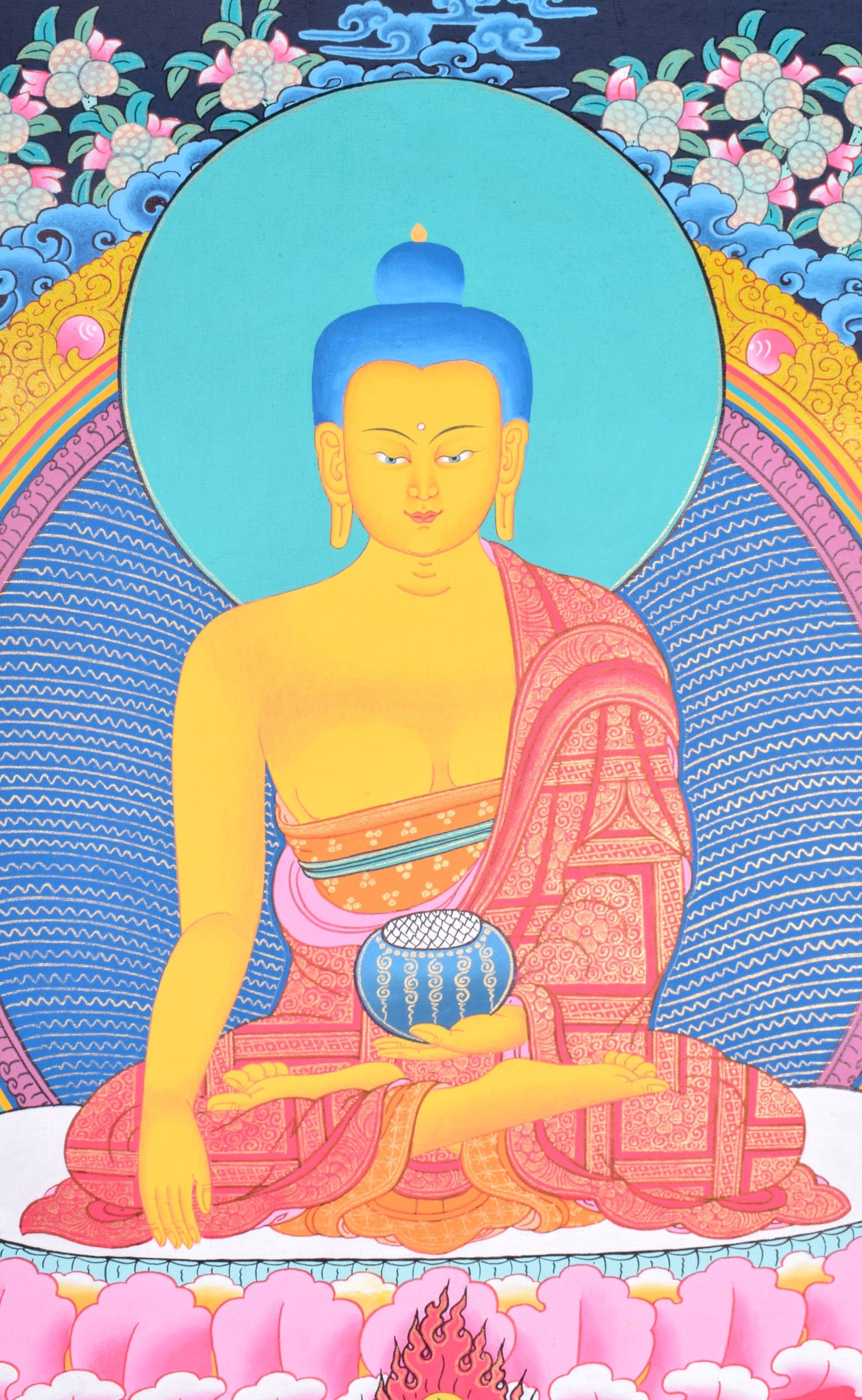 Tibetan Thangka painting of Shakyamuni Buddha - Lucky Thanka