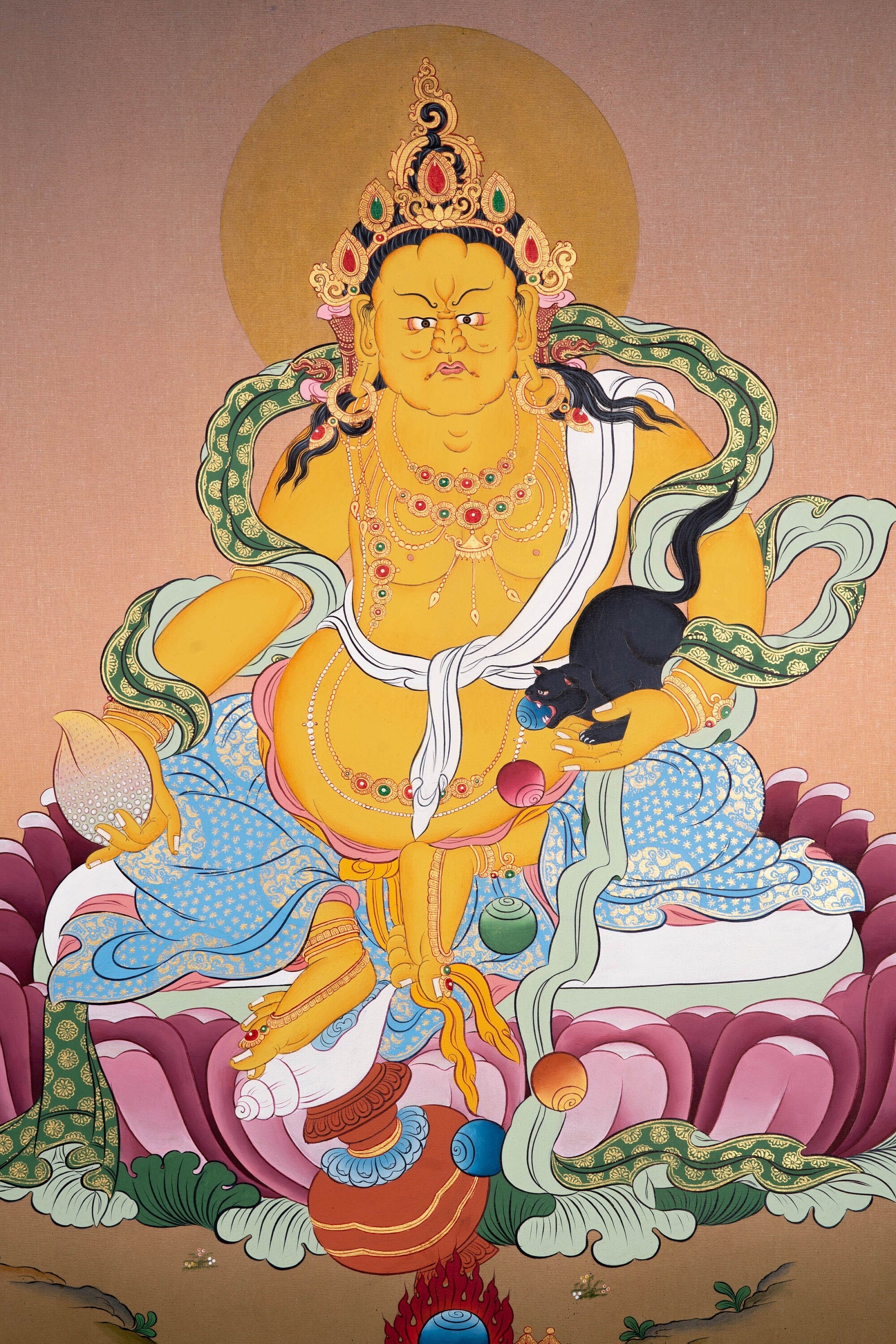 High quality Kuber Thangka on canvas - Lucky Thanka
