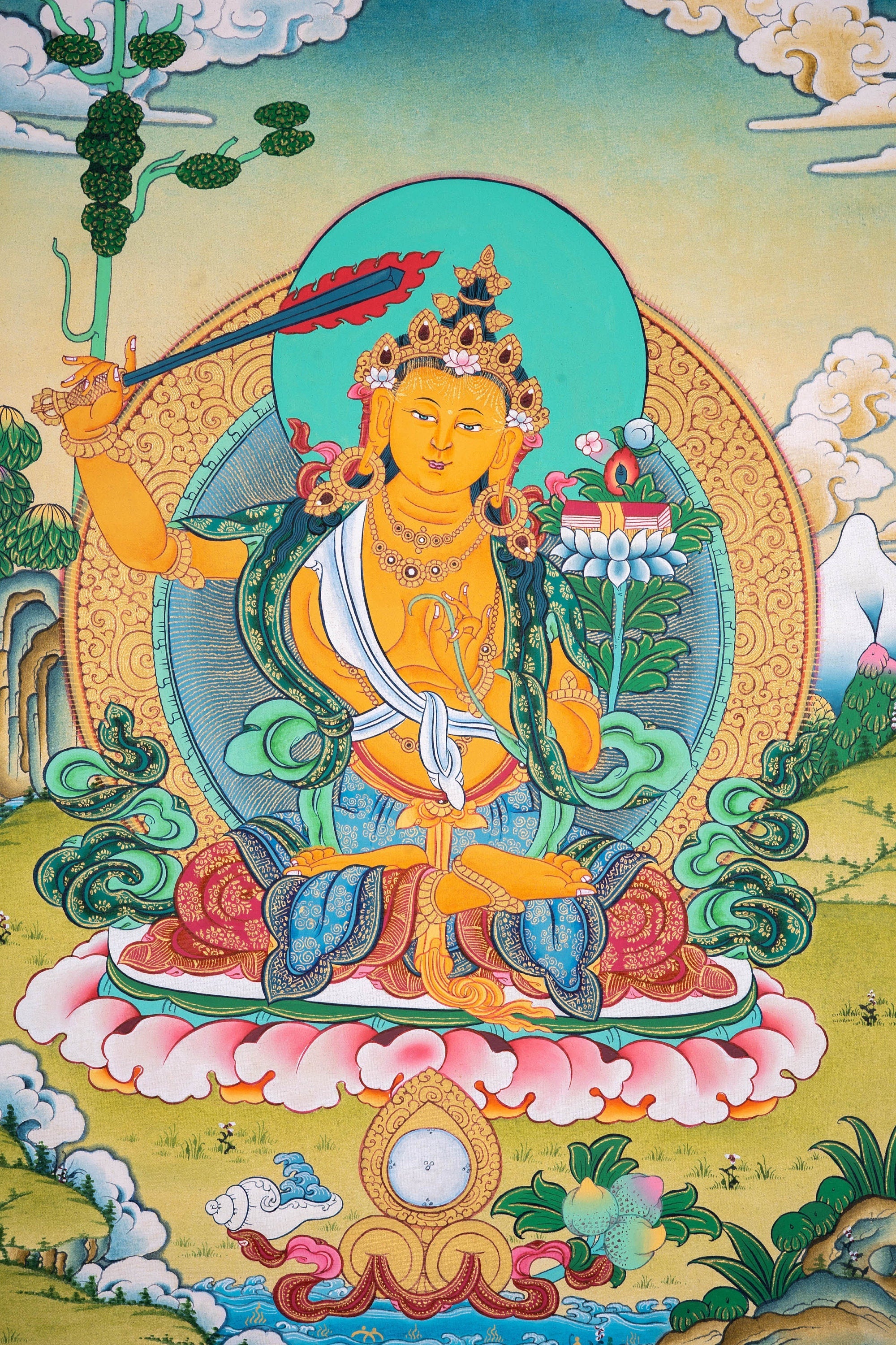 Genuine Hand Art Manjushri Thangka - Lucky Thanka