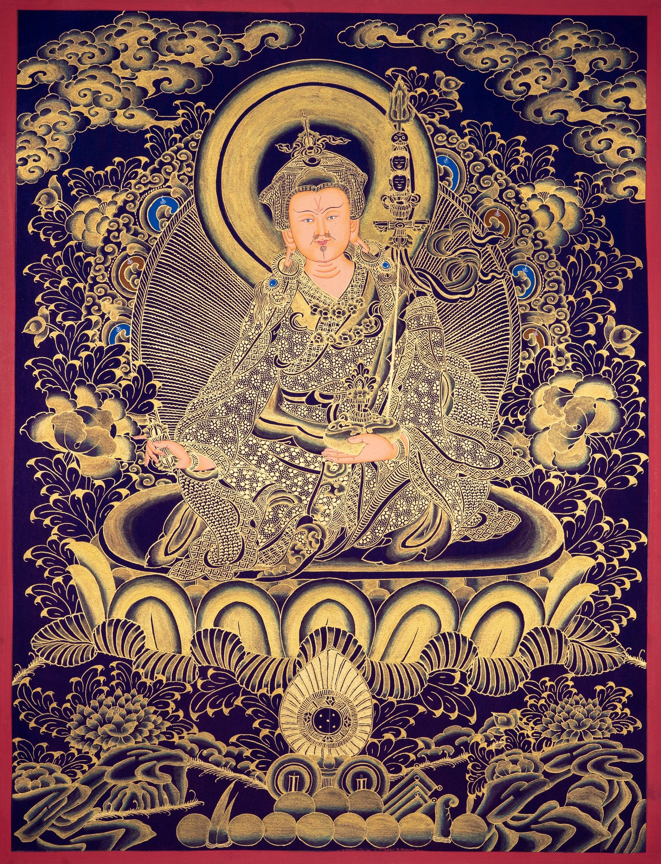Guru Thangka Painting - Guru Padmasambhava - Lucky Thanka