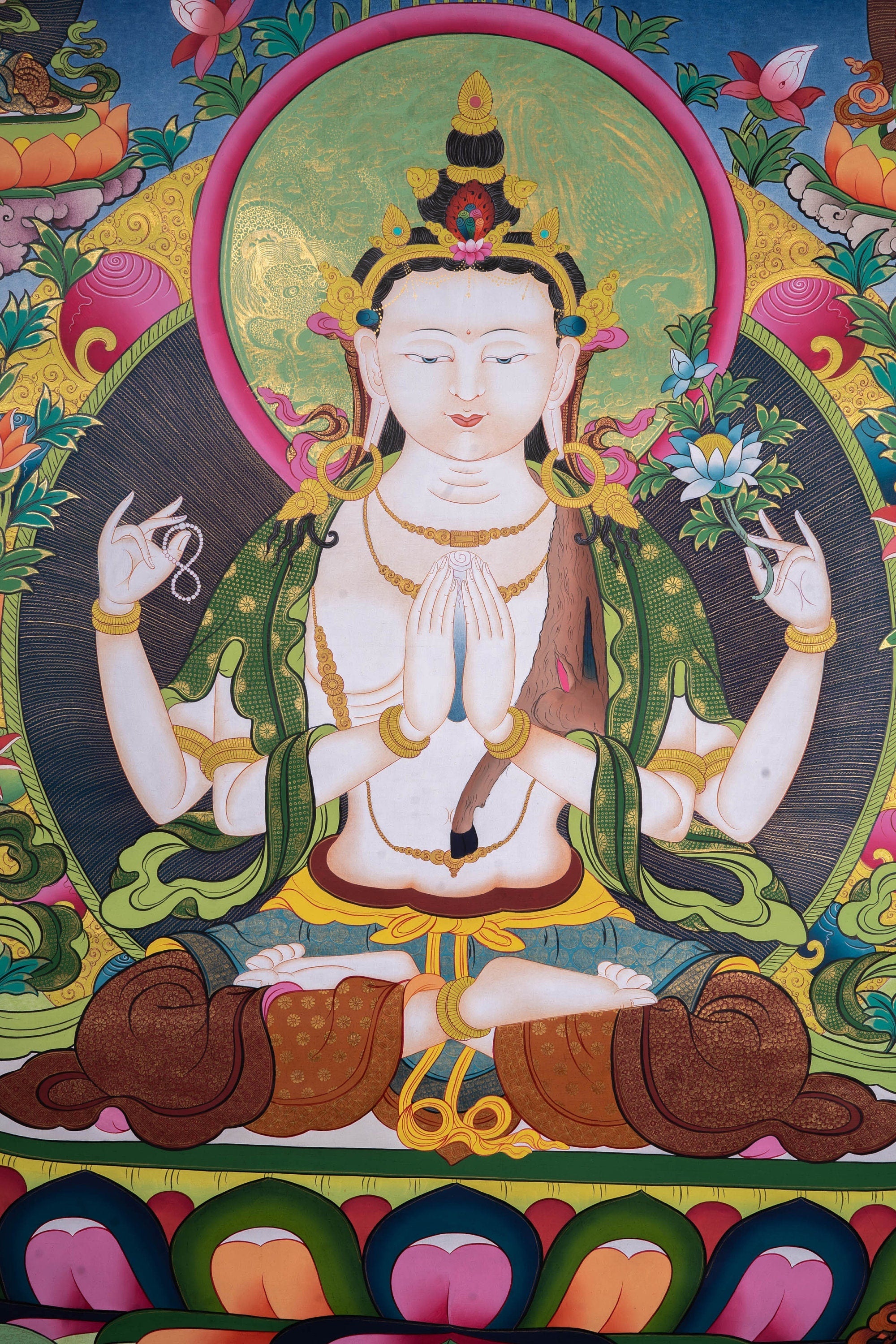 Beautiful Chenrezig Thangka Painting - Lucky Thanka