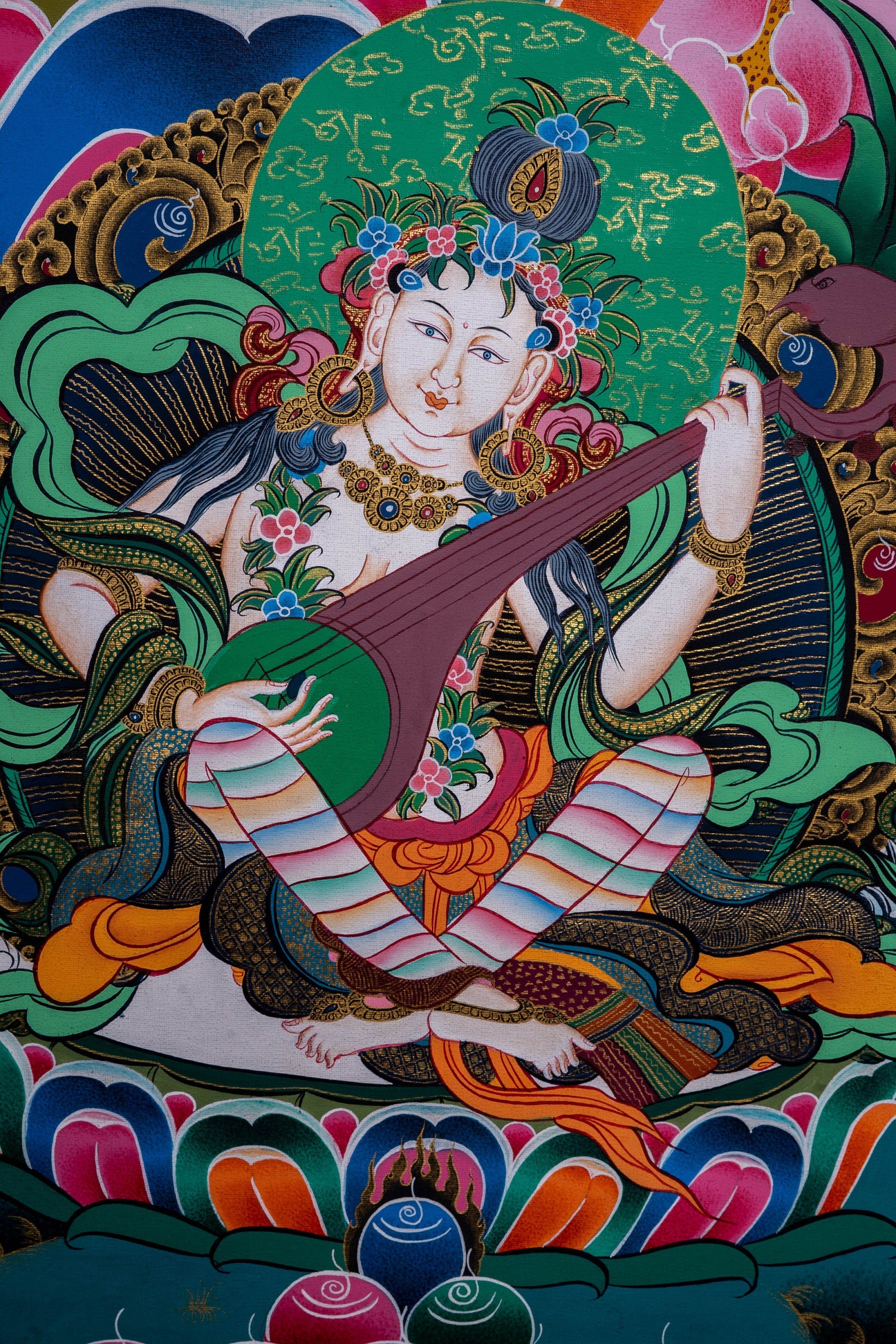 Beautiful Compassionate Green Tara Painting - Lucky Thanka