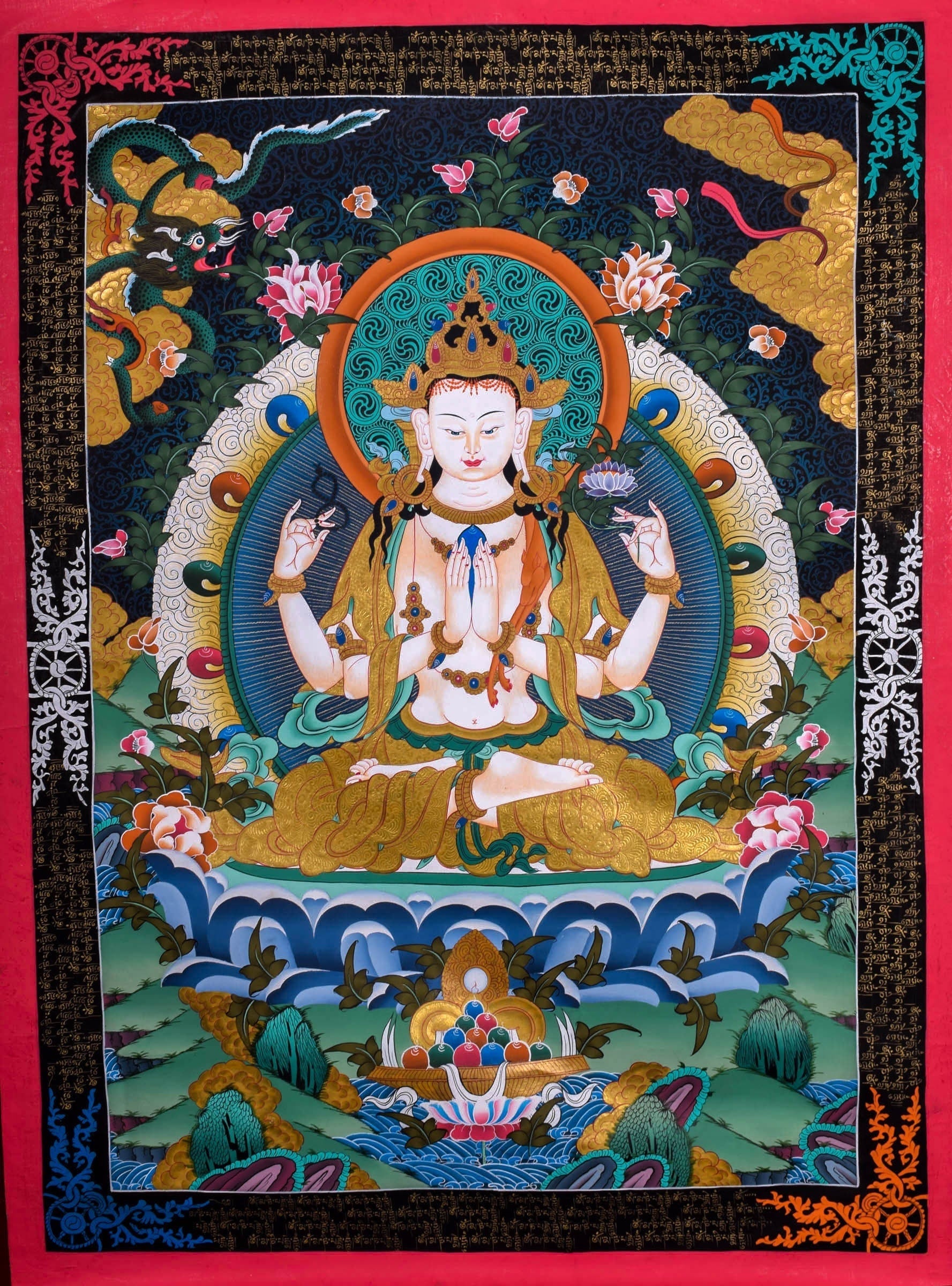 Beautiful Chenrezig thangka - Lucky Thanka