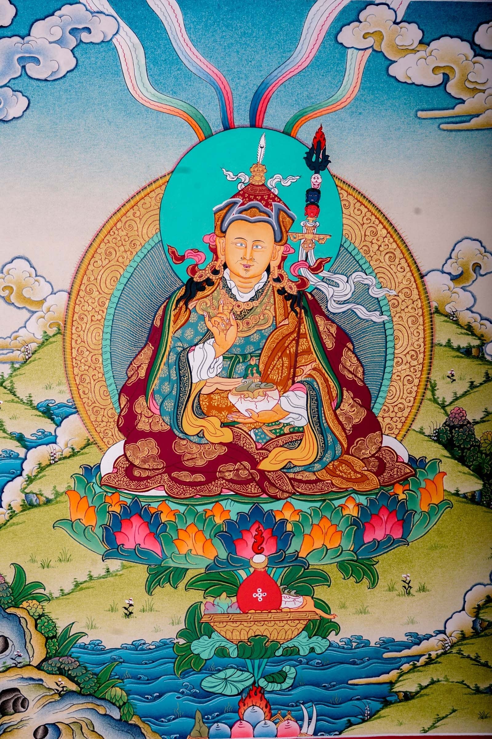 Guru Rinpoche | Master Padmasambhava Thangka Painting - Lucky Thanka