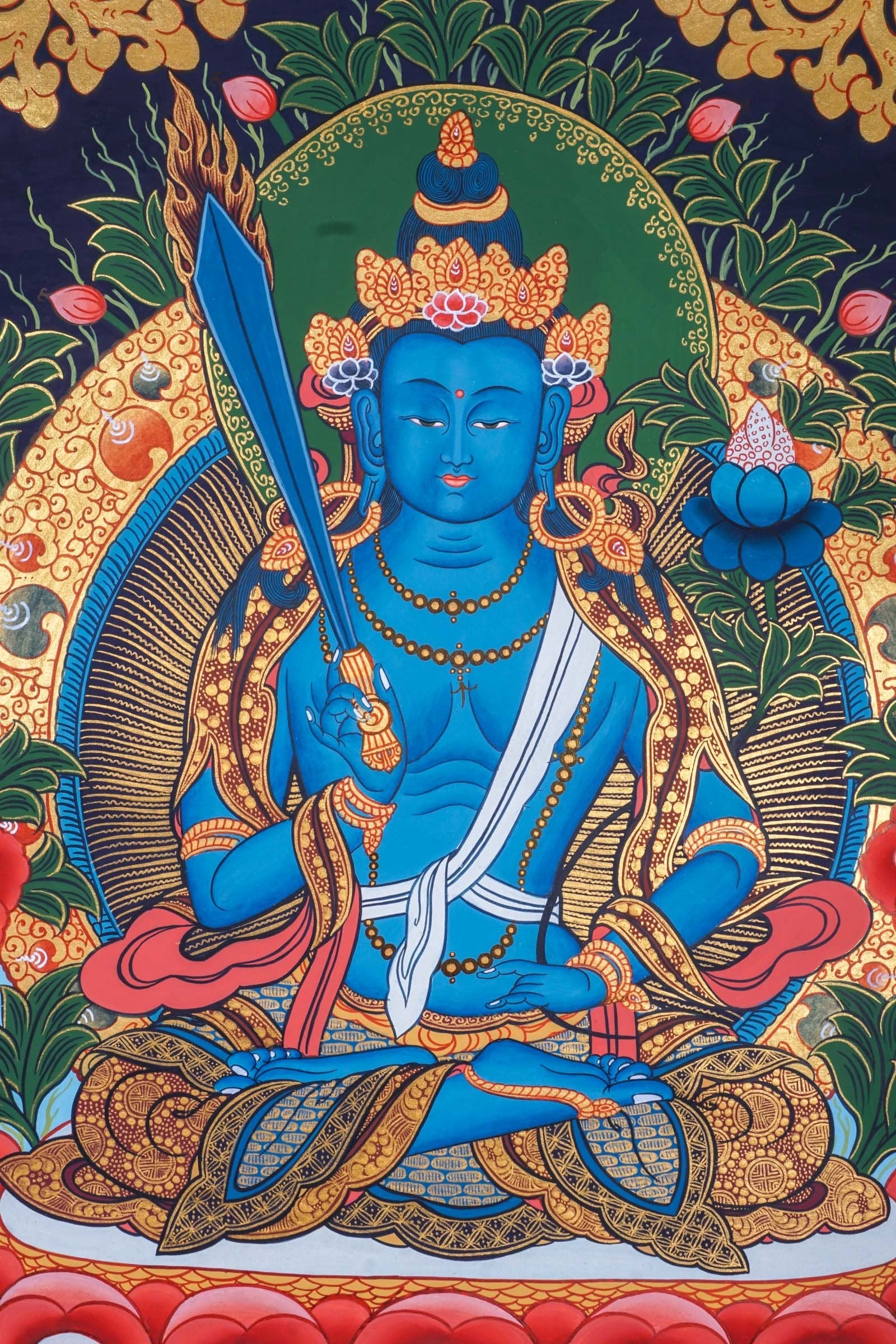 Japanese Style - Monju Bosatsu Thangka Painting - Lucky Thanka