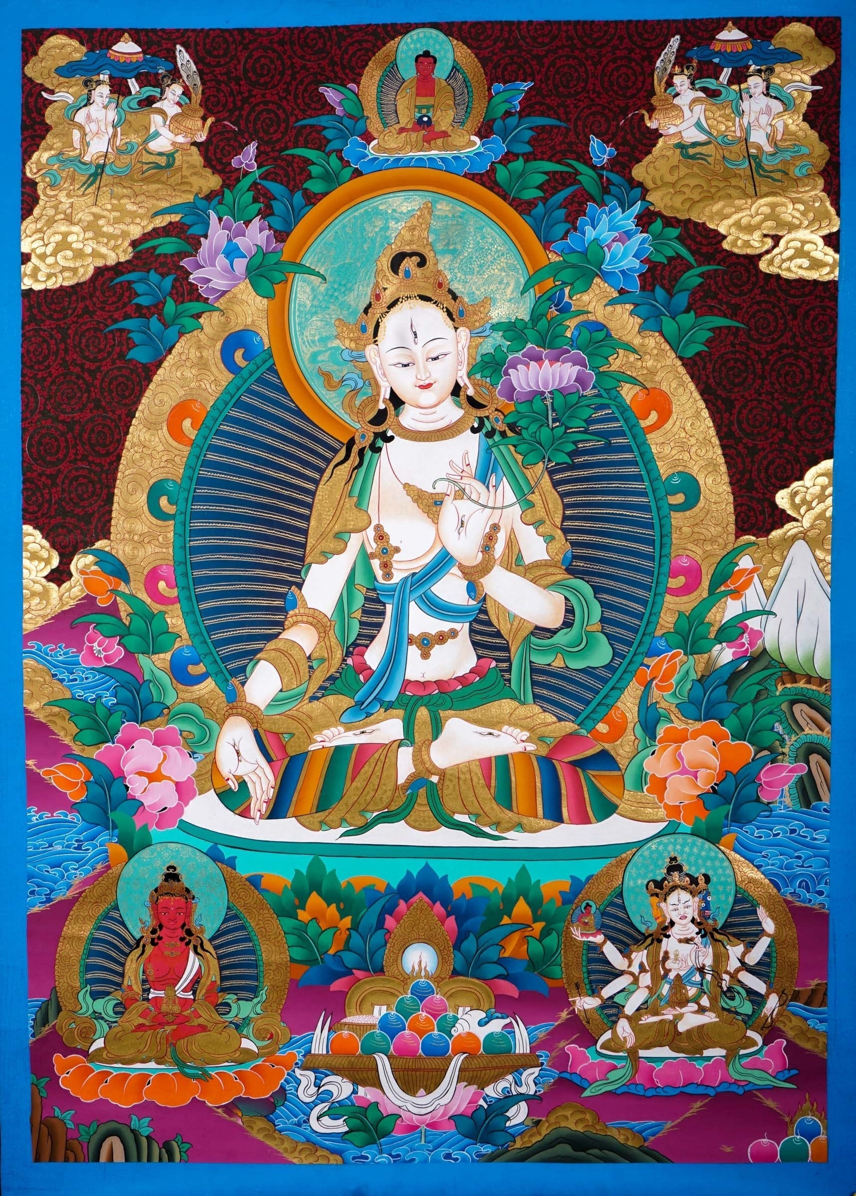 White Tara Thangka Painting - Lucky Thanka