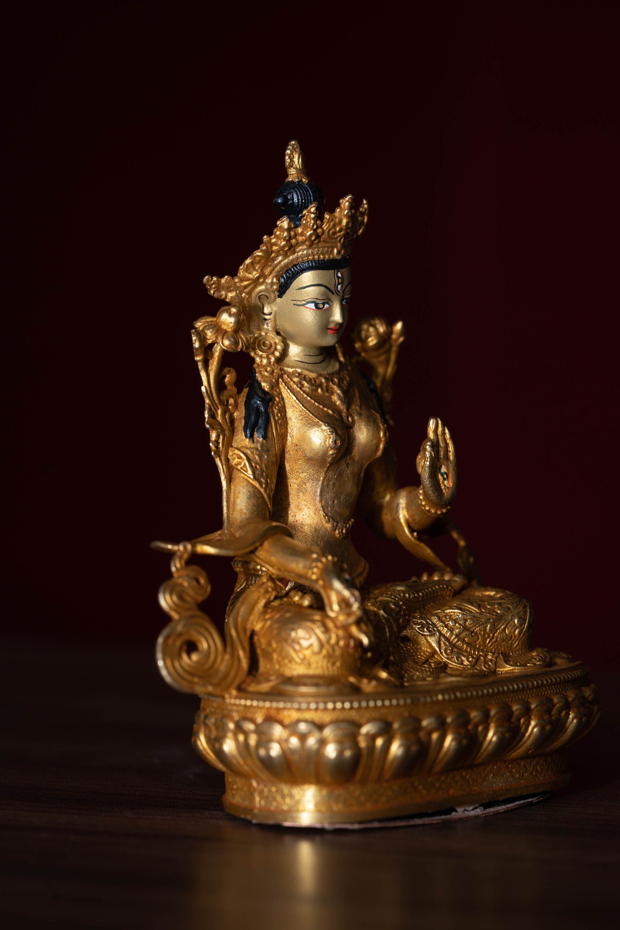 White Tara Gold Plated Statue - Lucky Thanka
