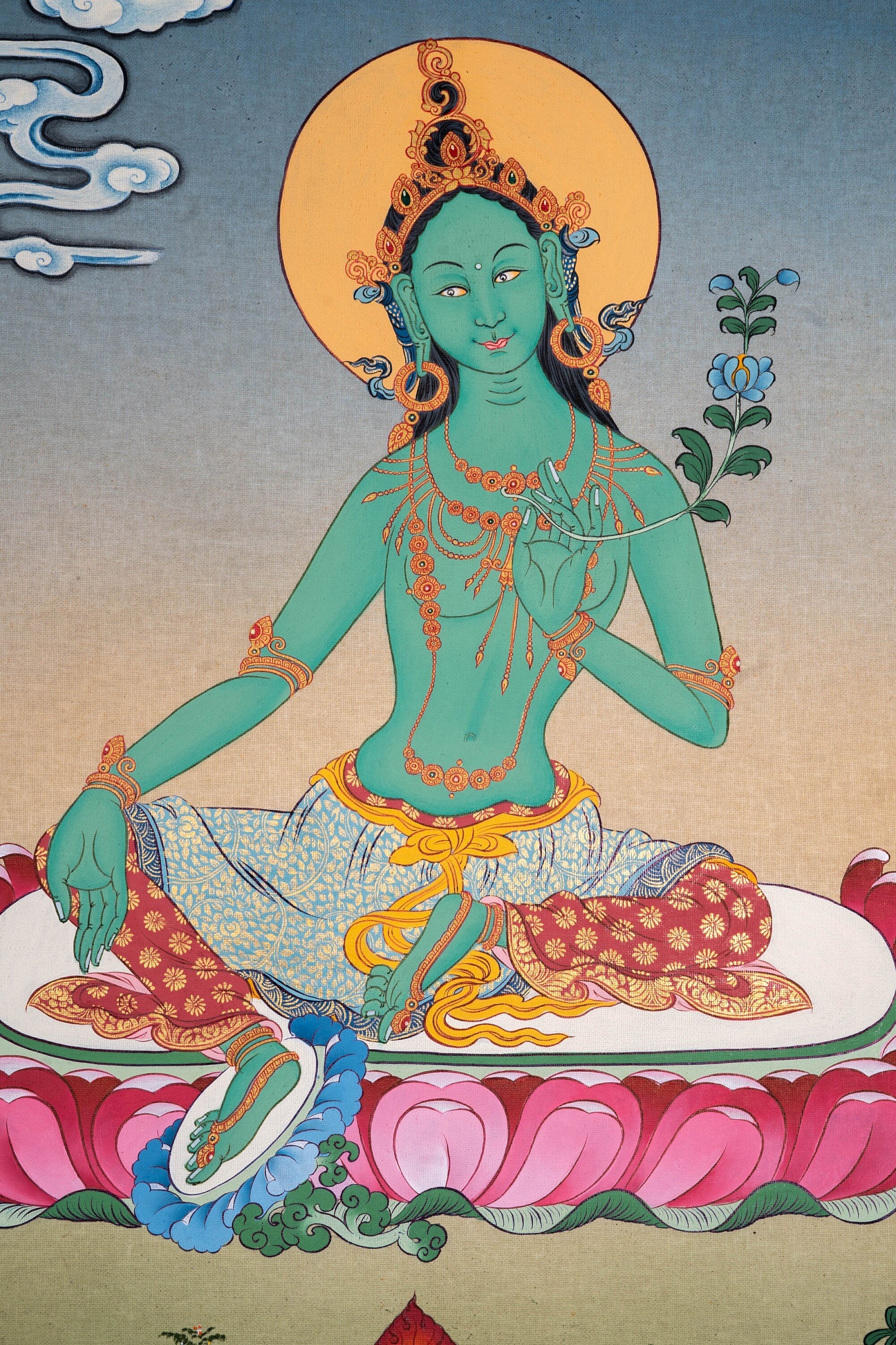 High Quality Green Tara Thangka Painting - Lucky Thanka