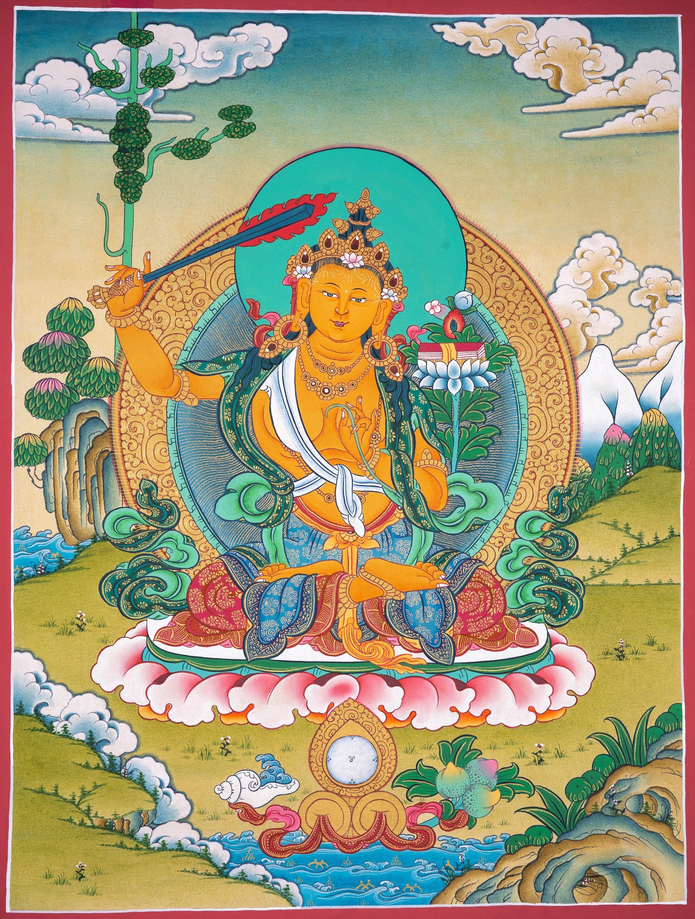 Genuine Hand Art Manjushri Thangka - Lucky Thanka