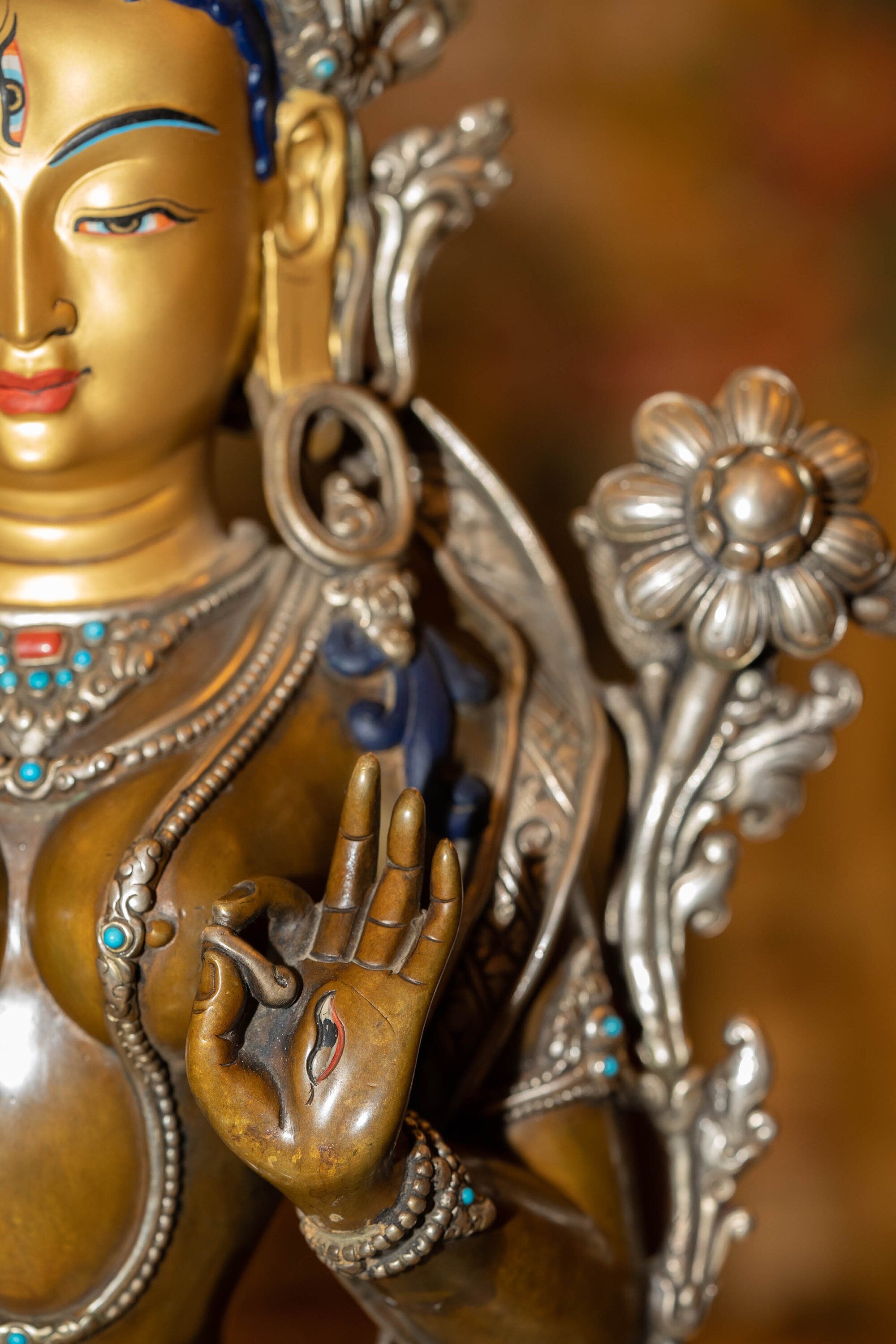White Tara Silver Plated Statue - Lucky Thanka