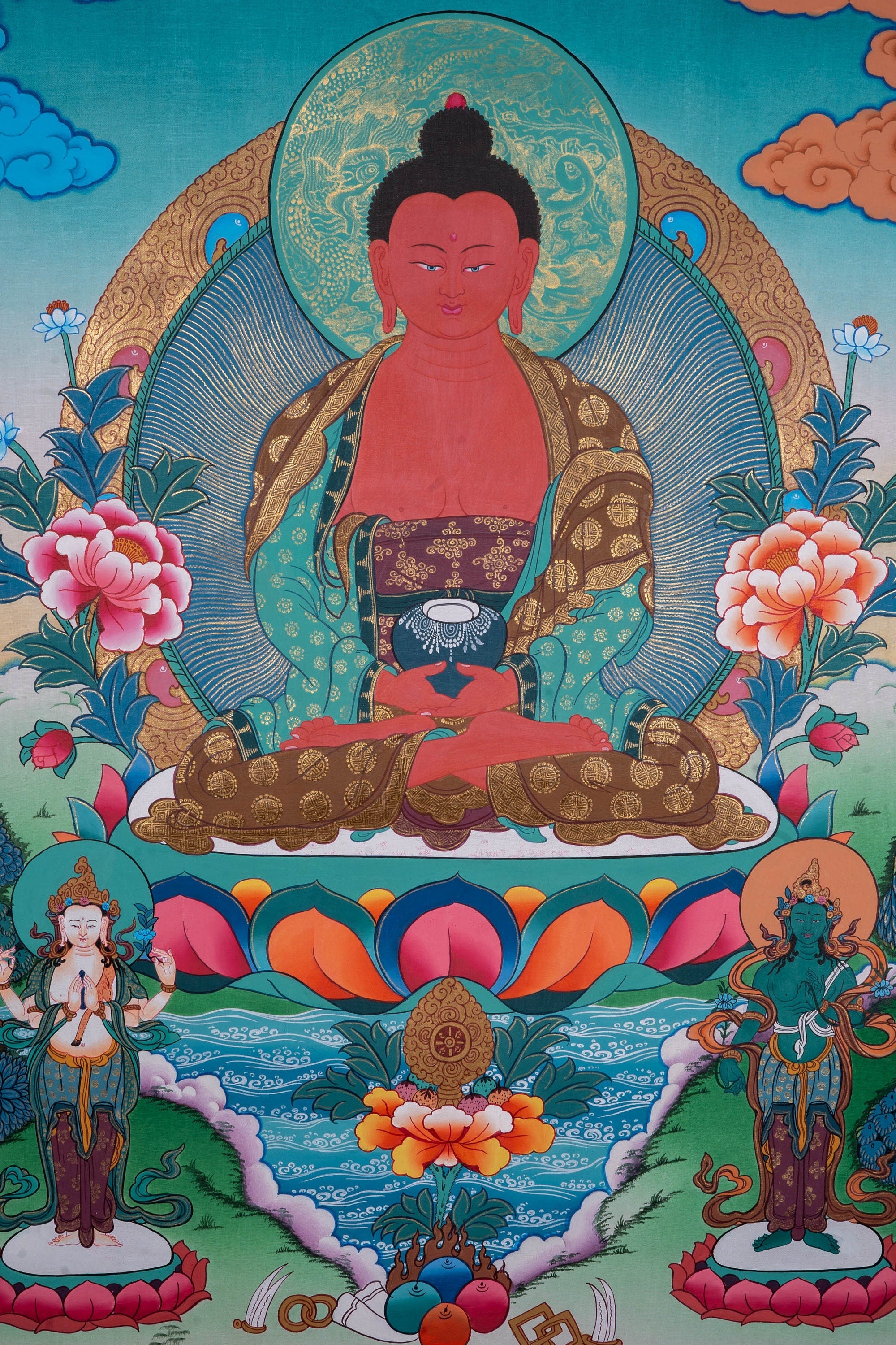 Long Life Amitabha Buddha Thangka - Lucky Thanka