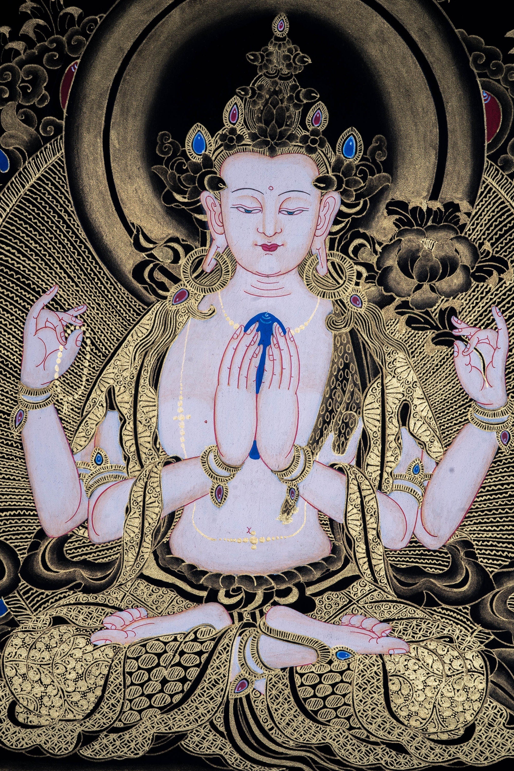 Beautiful Chenrezig Thangka Painting - Lucky Thanka