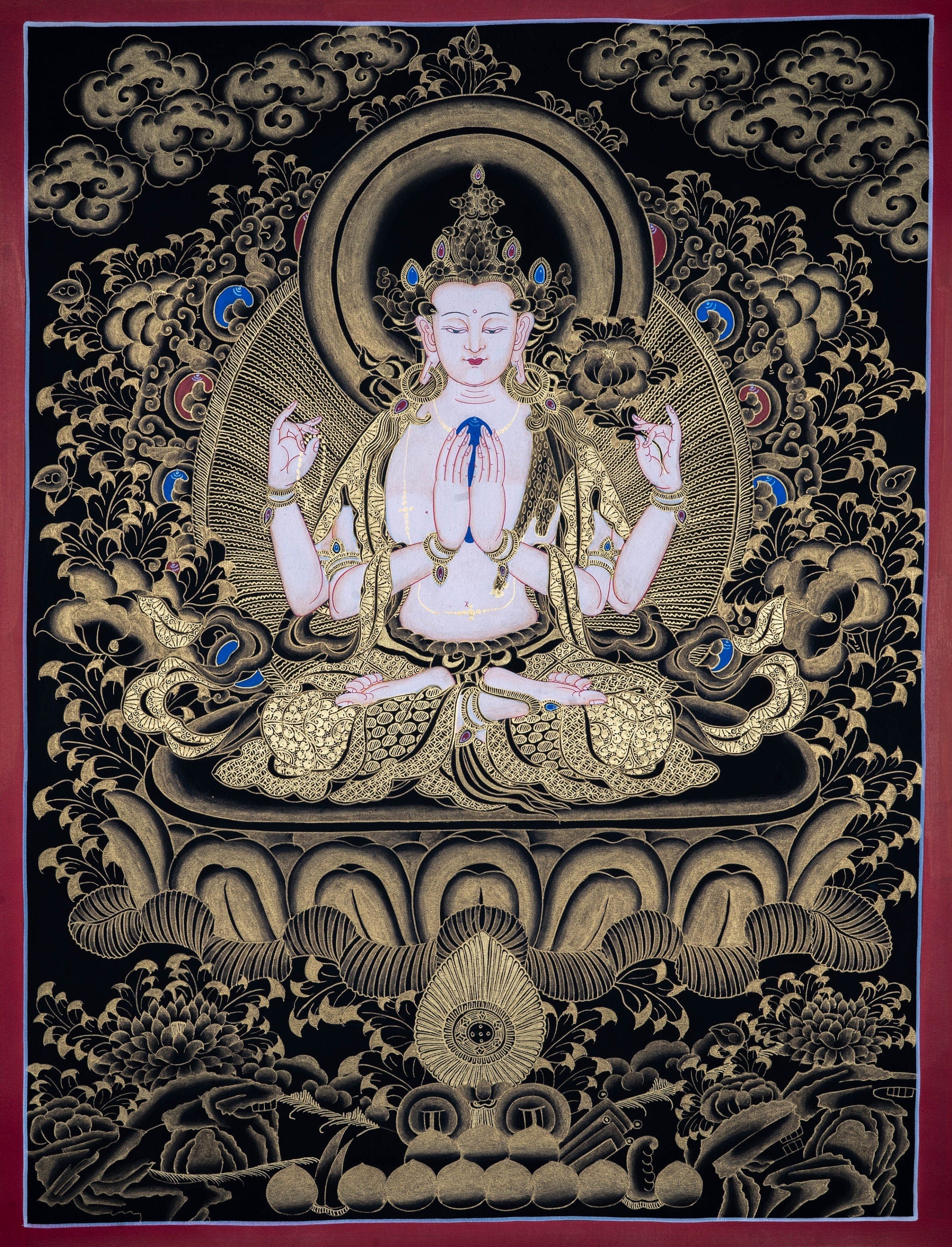 Beautiful Chenrezig Thangka Painting - Lucky Thanka