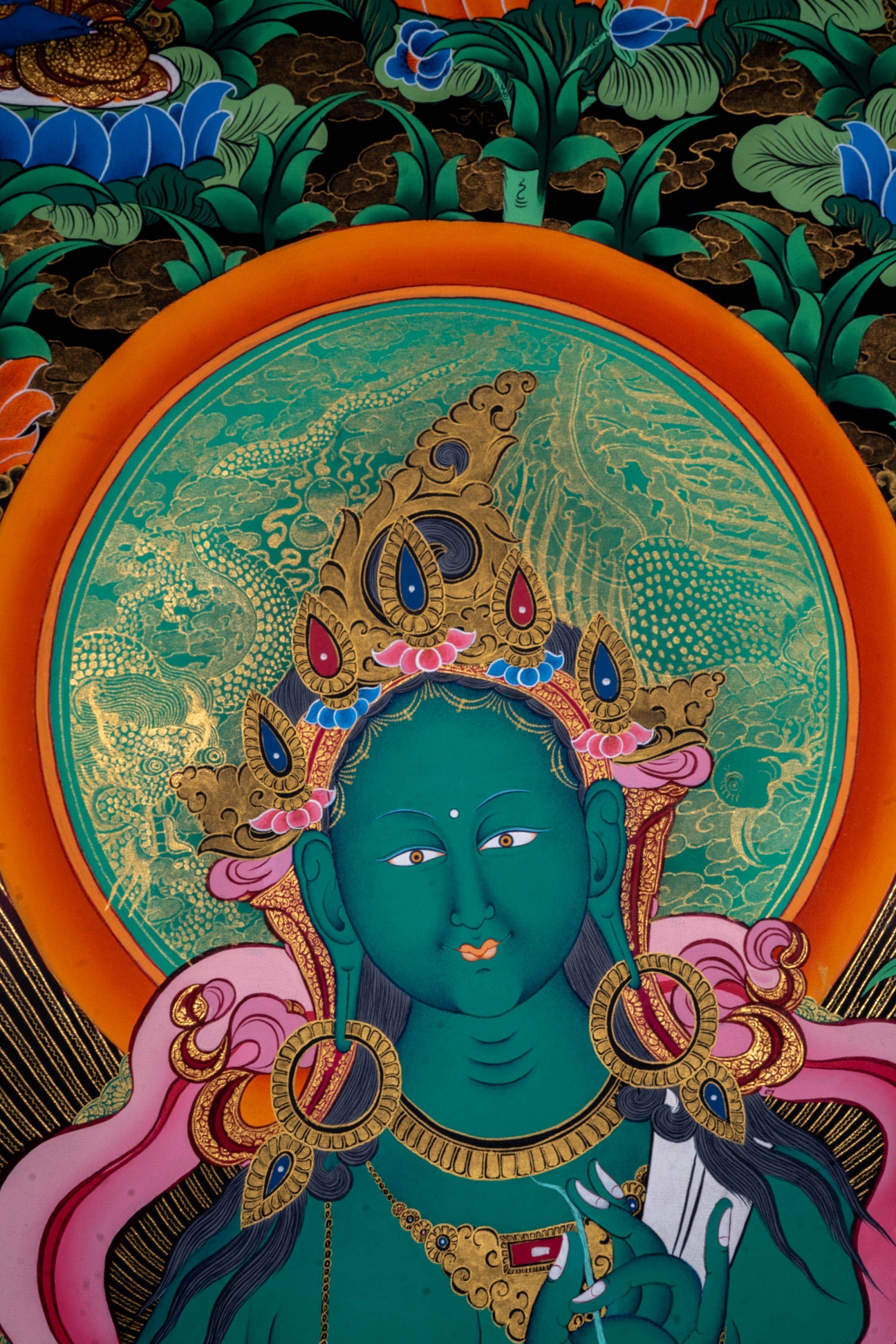 Beautiful Compassionate Green Tara Painting - Lucky Thanka