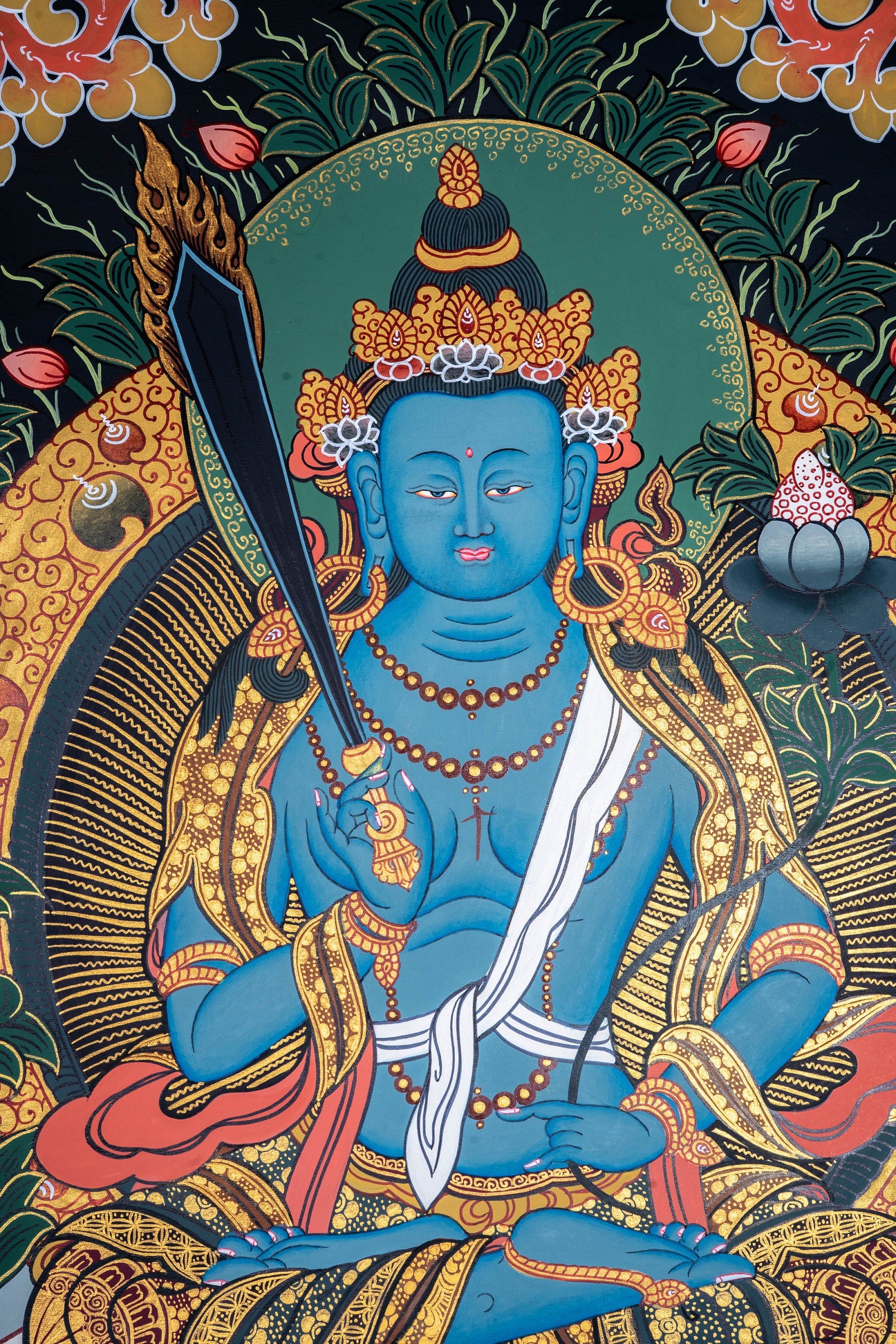 Blue Manjushri Thangka Painting - Lucky Thanka