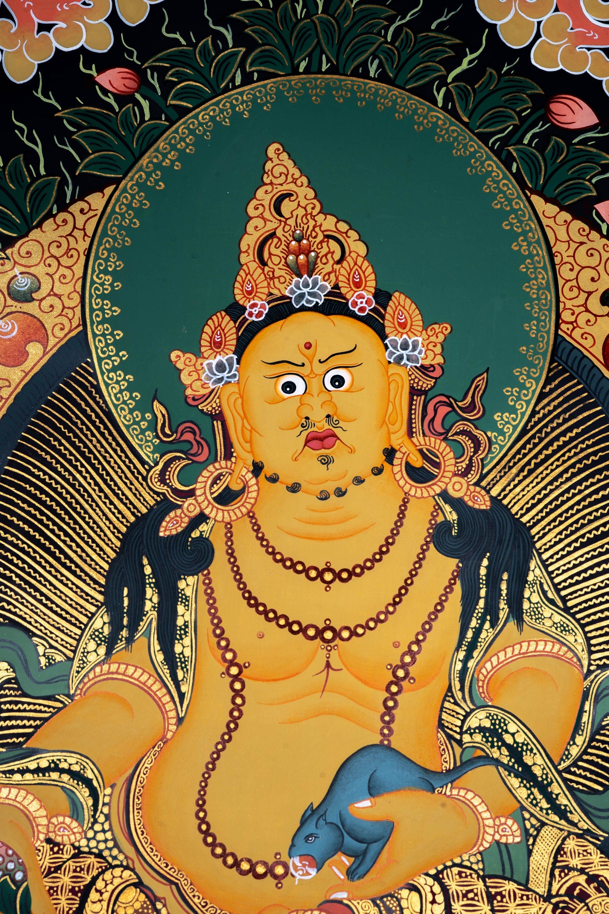 Prosperity & Luck - Dzambala Thangka art - Lucky Thanka